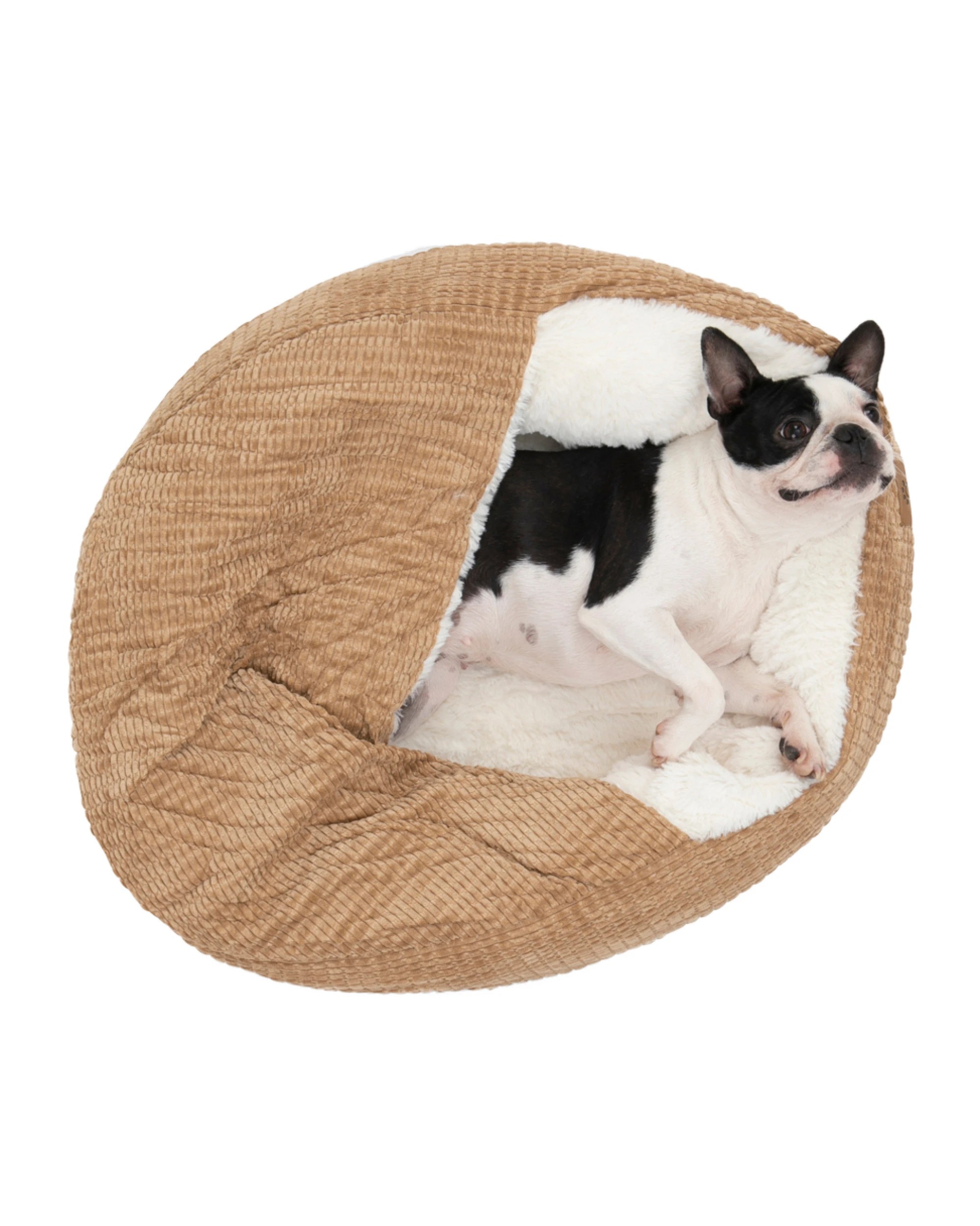 2 Charlie's Snookie Hooded Calming Dog Bed Small - Coffee, 2 of 8