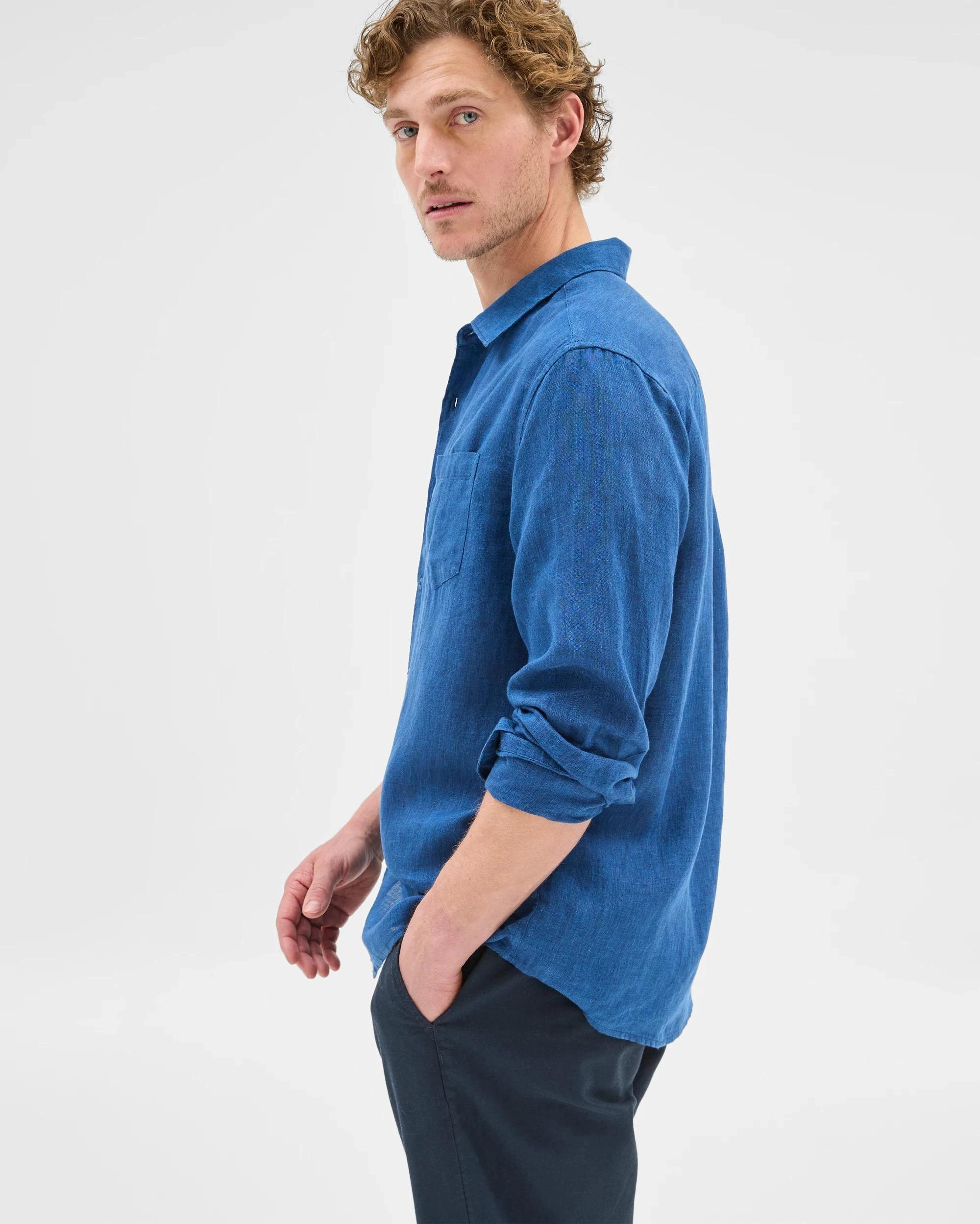 7 Target European Linen Long Sleeve Shirt BRIGHT BLUE, 7 of 7