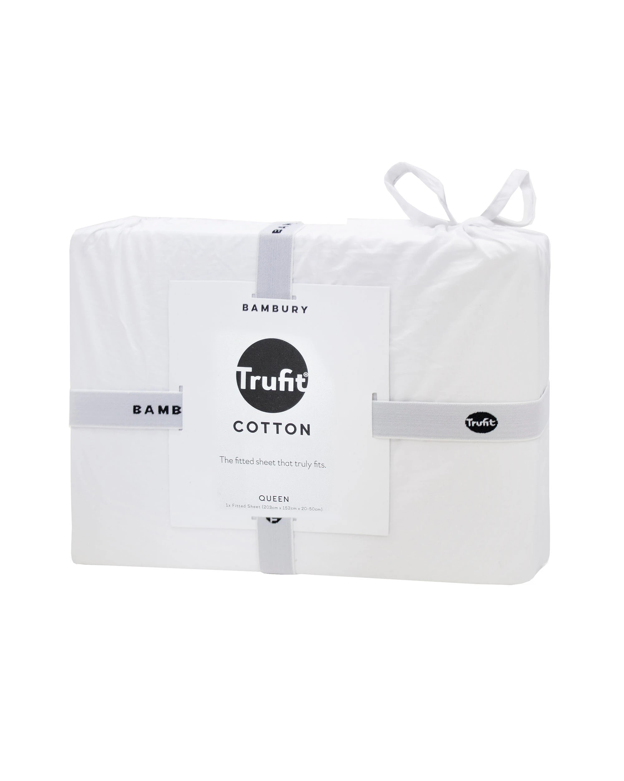 3 Bambury TRUFit Wide Elastic 100% Cotton Deep pocket Full Sheet Set - Split King - White, 3 of 7