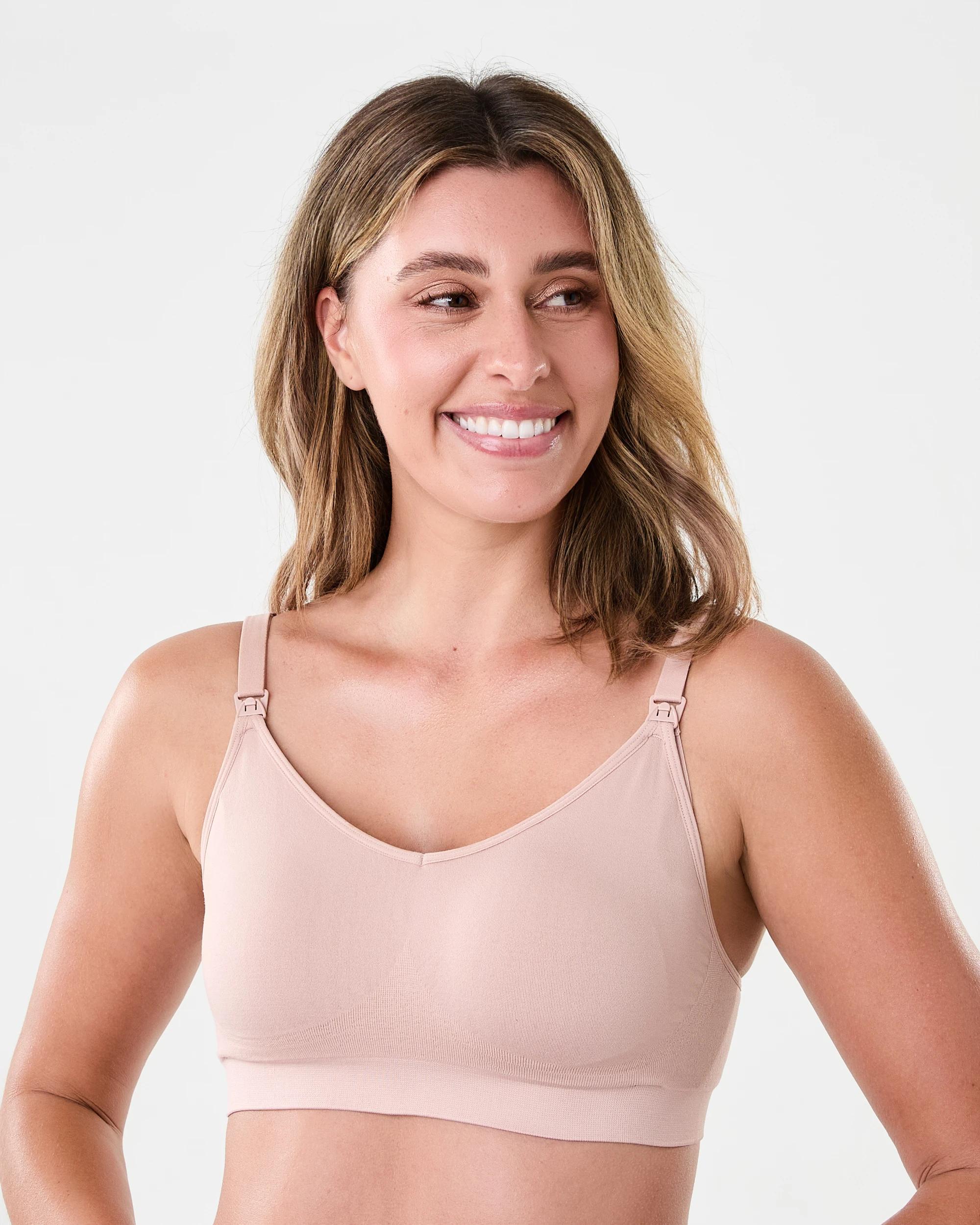 3 2 Pack Maternity Wirefree Seamfree Crop Oyster Pink, Ombre Blue, 3 of 10