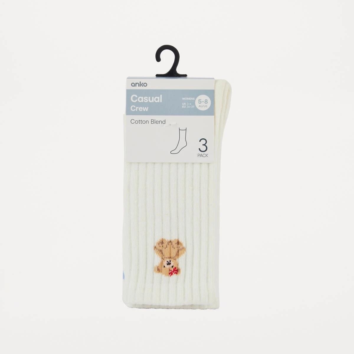 3 3 Pack Printed Crew Socks BEARS, 3 of 3