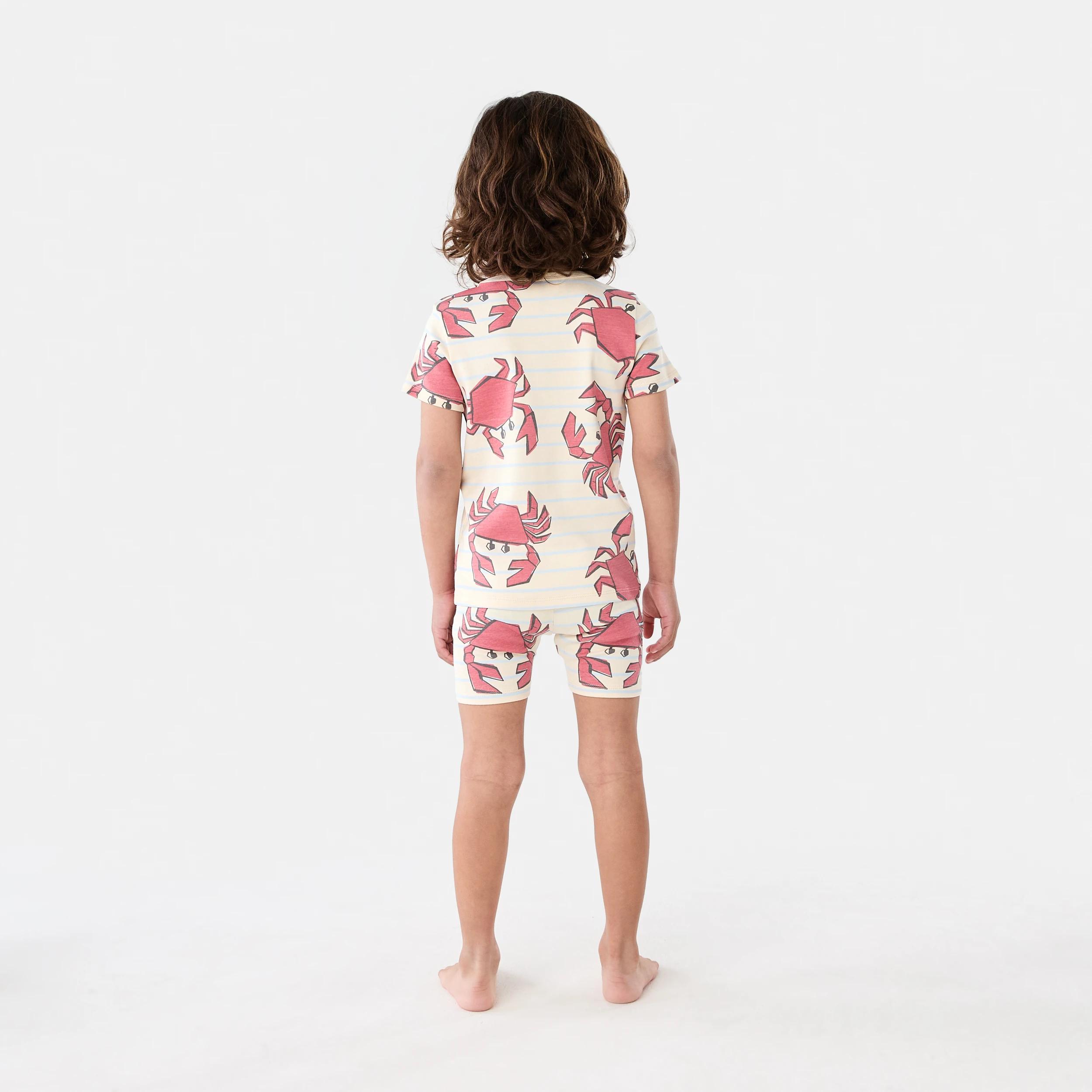 6 Short Sleeve Skinny Rib Pyjama Set Beige Crabs, 6 of 10