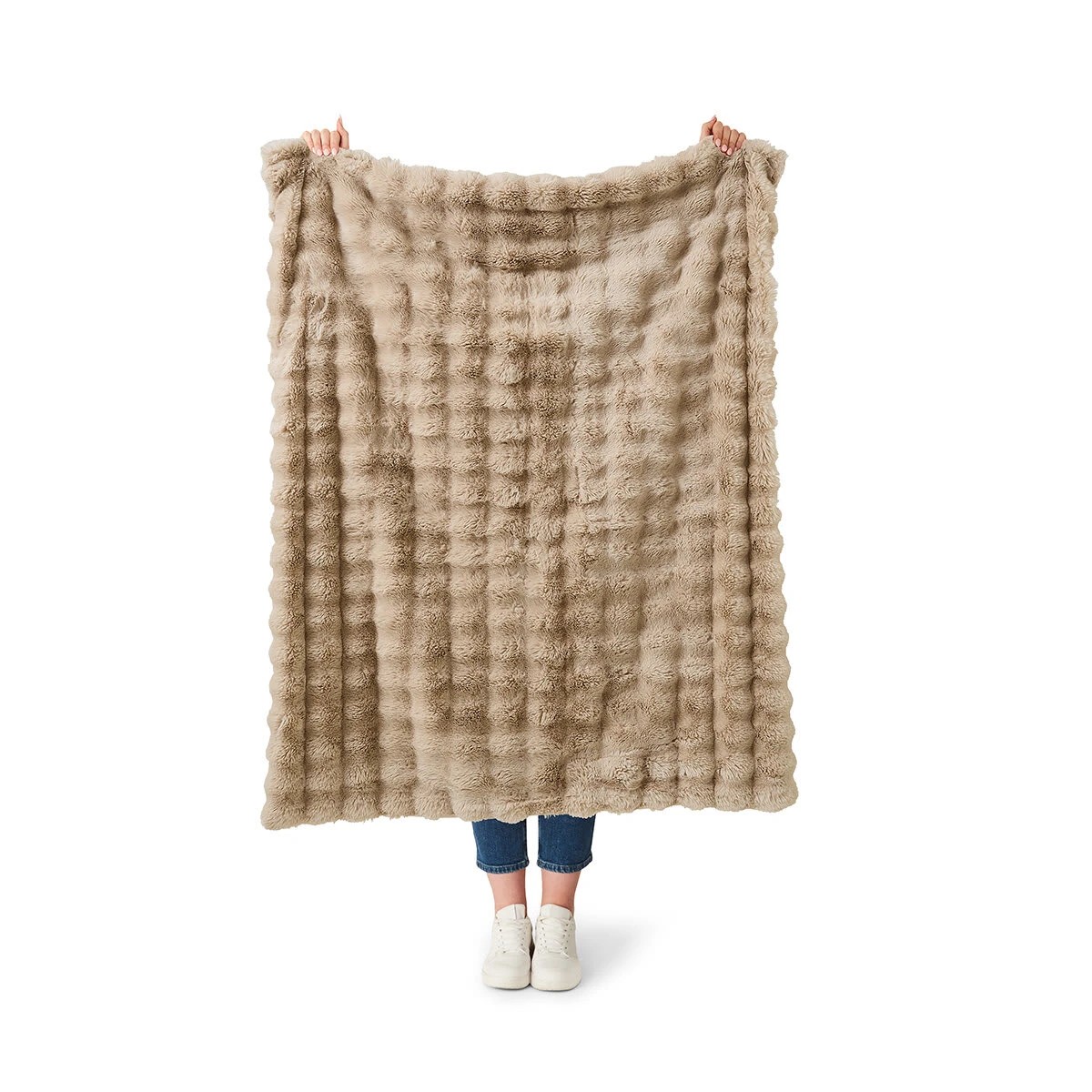 2 Faux Fur Throw - Taupe, 2 of 7