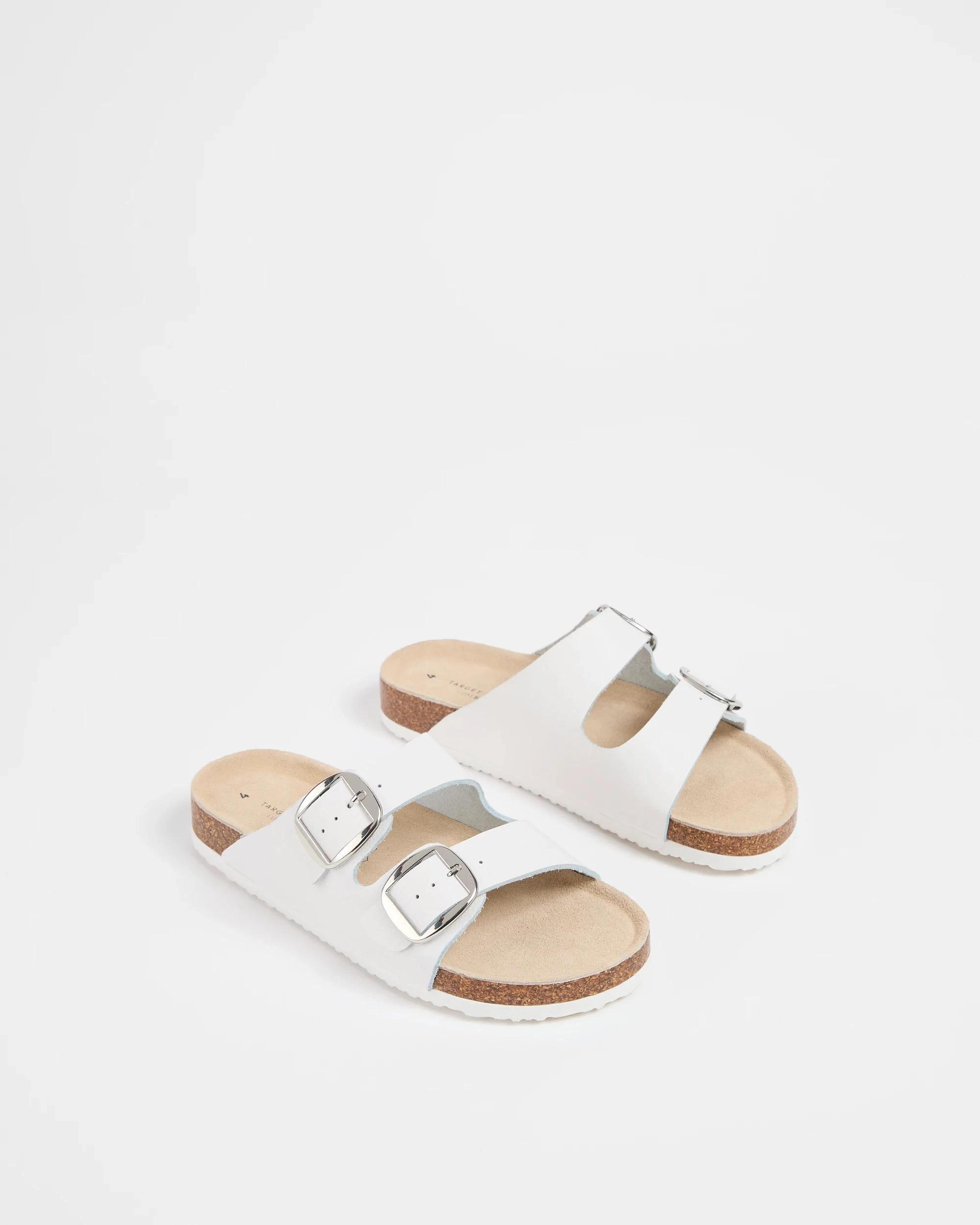 2 Target Youth Girls Youth Full Grain Leather Moulded Cork Sandal WHITE, 2 of 3
