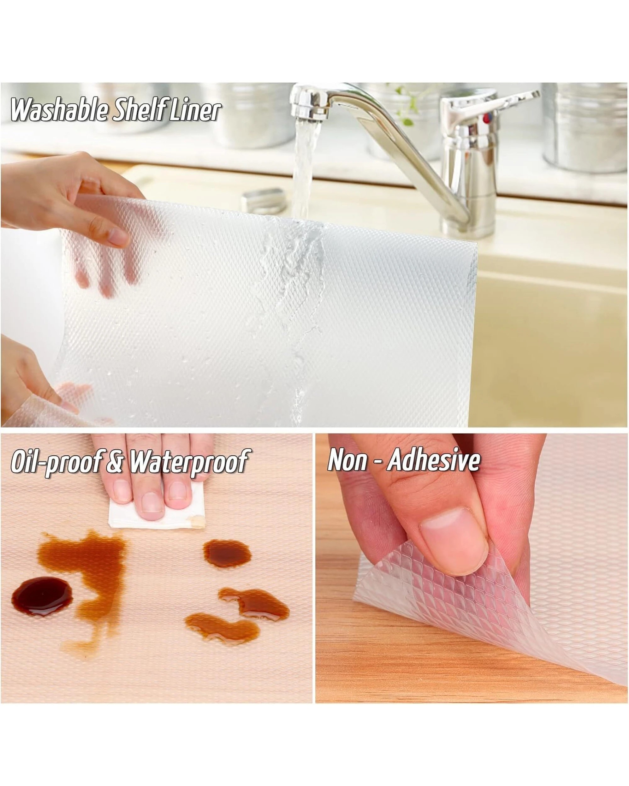 2 BR Home Non-Slip Drawer Liner Mat 6-Pack, Clear Plastic Gripper, 2 of 10