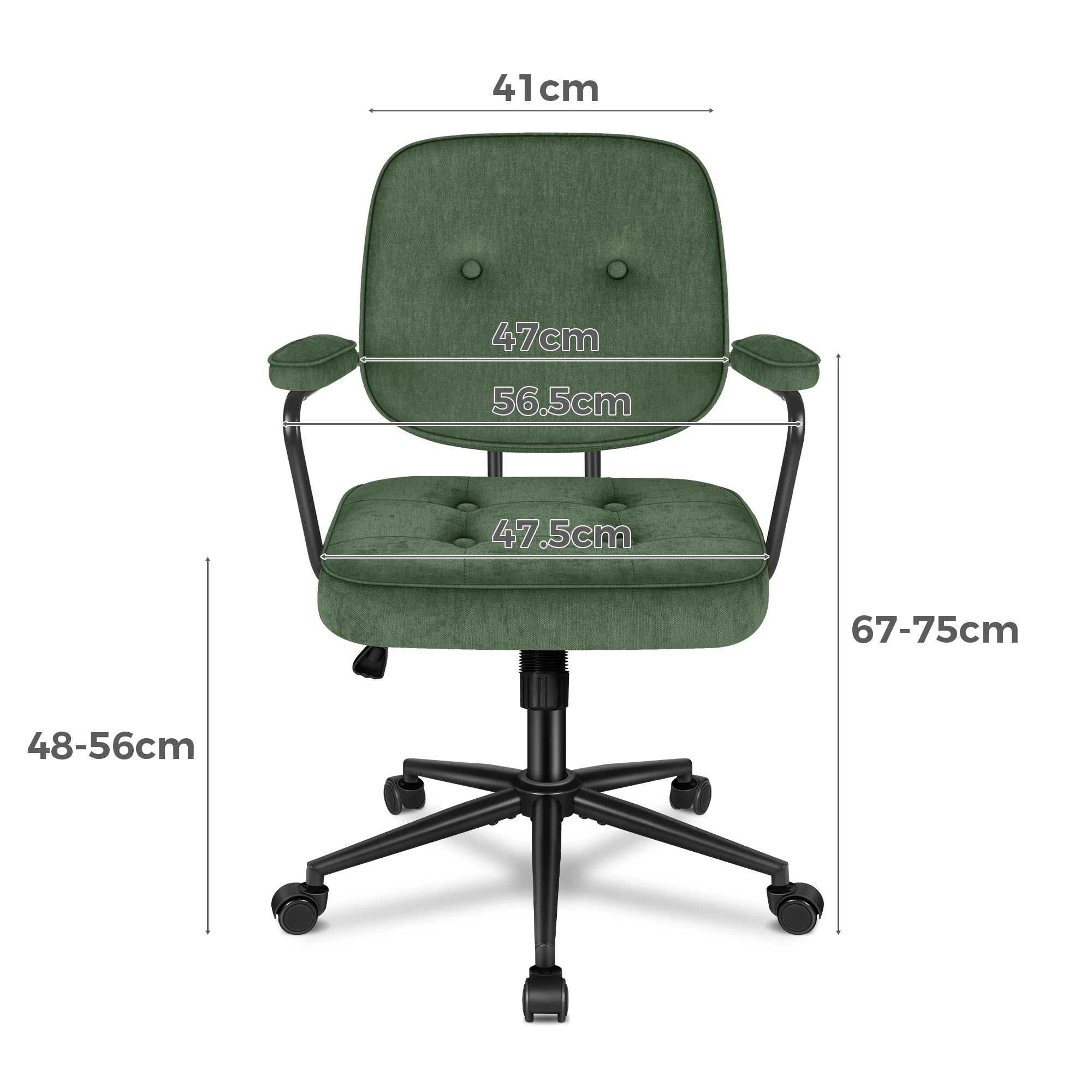 2 Alfordson Office Chair Ergonomic Executive Computer Work Seat Chenille - Green, 2 of 9