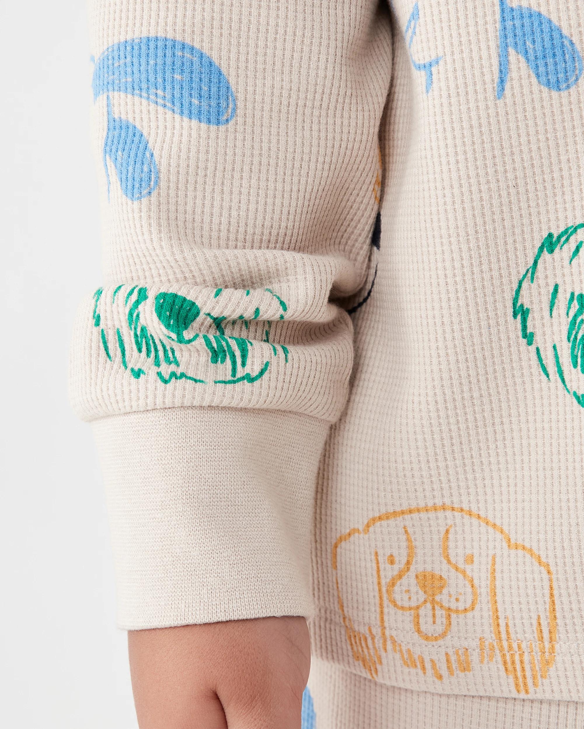 5 Waffle Pyjama Set Beig Dog, 5 of 8