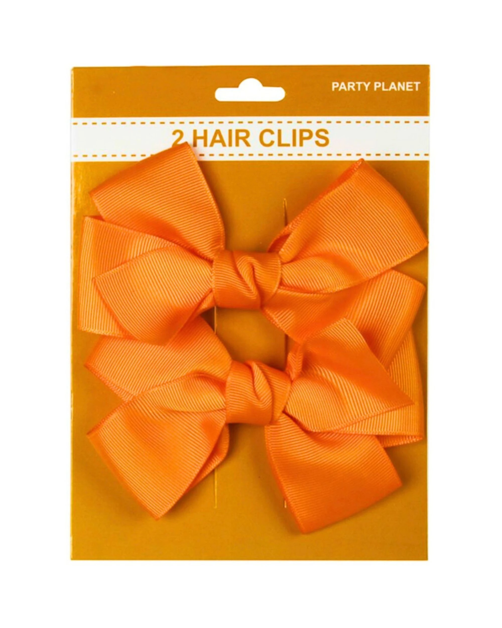 3 Party Planet Ribbon Bow Hair Clips Pack of 2 - One Size - Orange, 3 of 3
