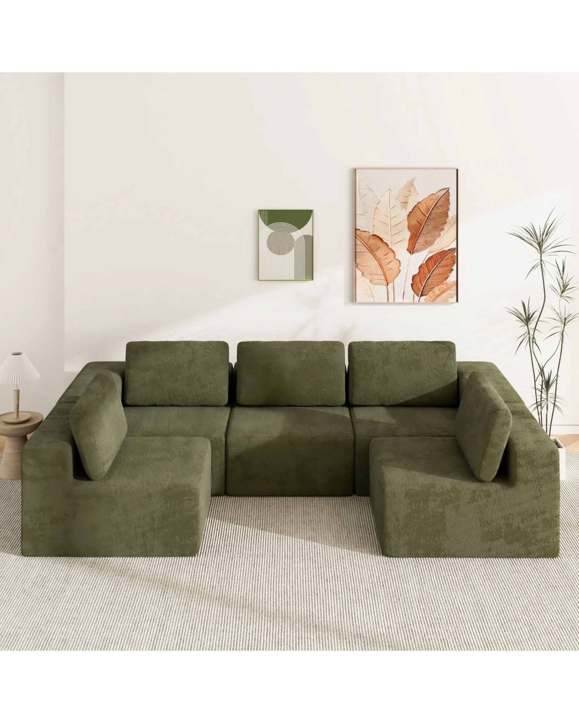 4 Advwin 415cm 5 Seater Sofa Modern Modular Sectional Couch No Assembly - Green, 4 of 10