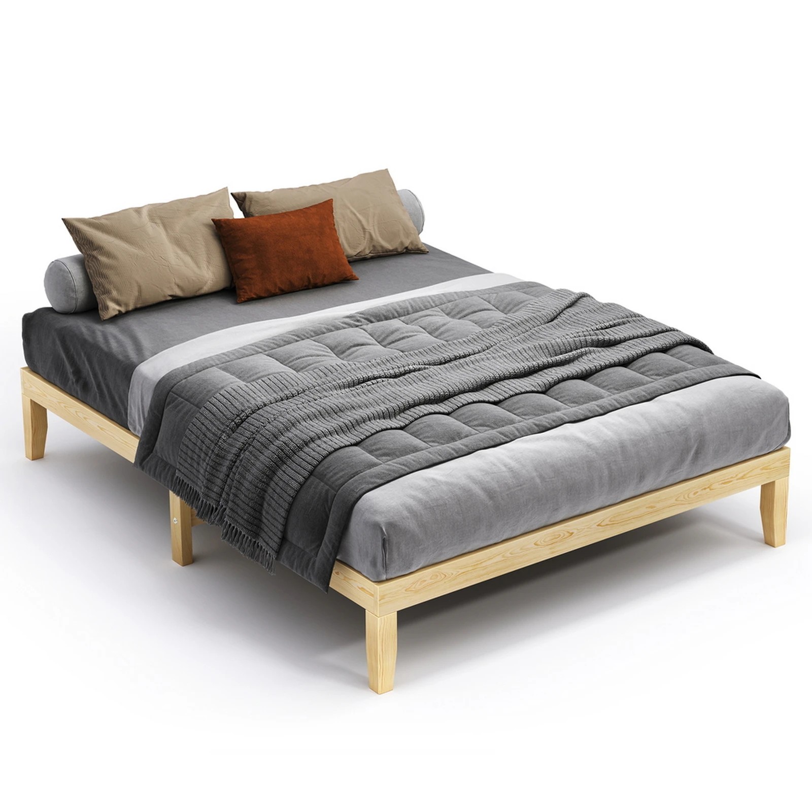 1 Alfordson Bed Frame Wooden Timber Queen Size Mattress Base Platform Pramod - Natural, 1 of 10
