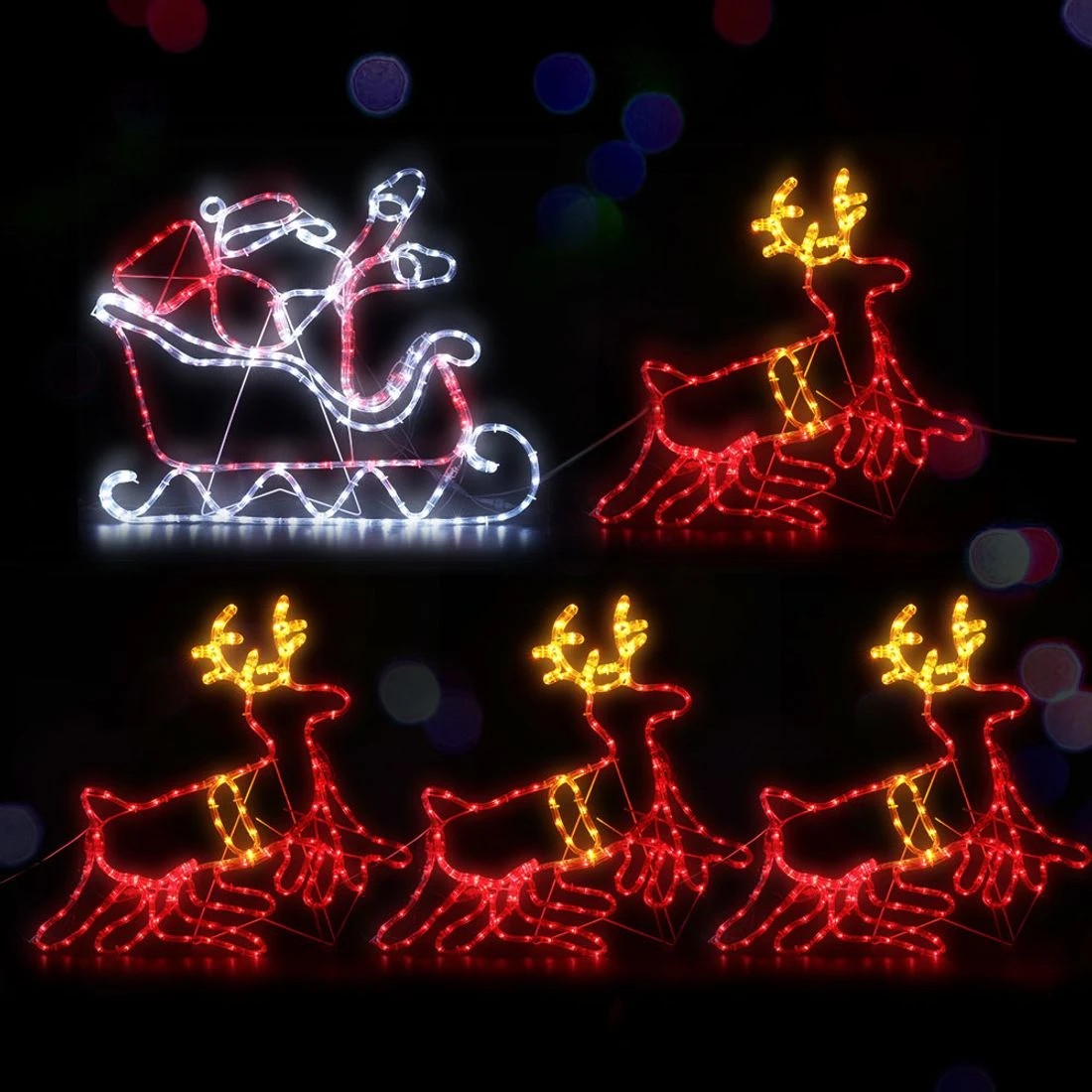 3 Jingle Jollys Christmas Lights Reindeer Sleigh 806 LED Decorations - Multi, 3 of 7
