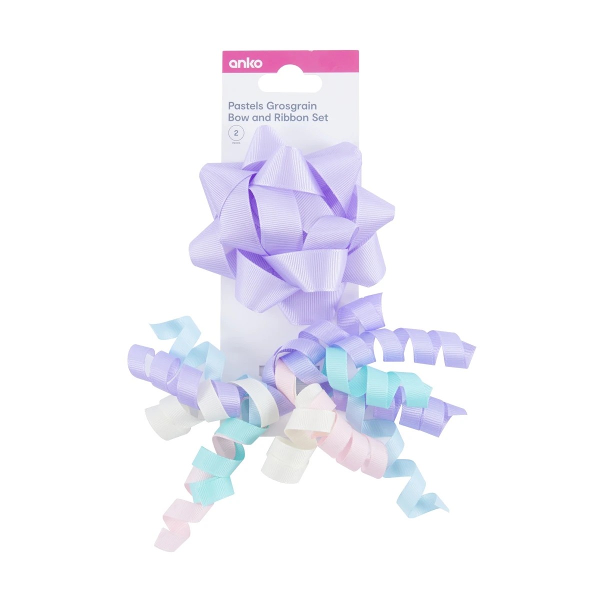 1 2 Piece Grosgrain Bow and Ribbon Set - Pastels, 1 of 3