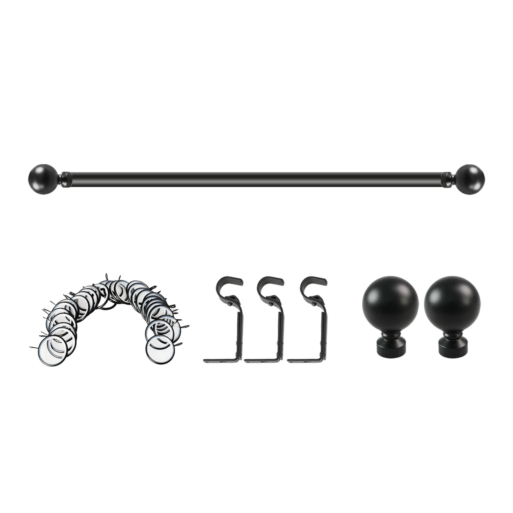 4 Marlow Metal Curtain Pole Rod Set Extendable Adjustable In Matt - Black, 4 of 5