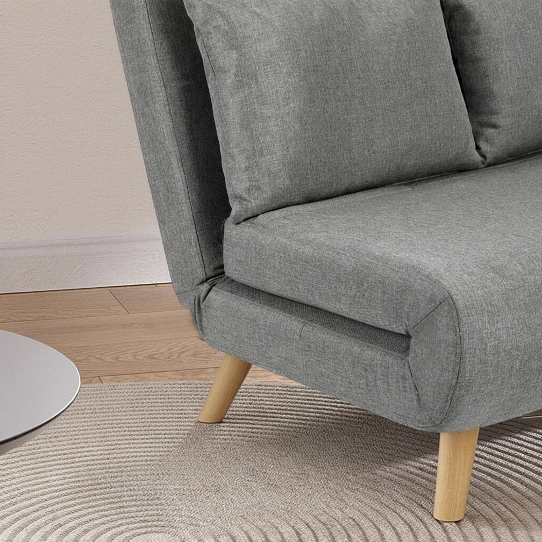 6 Artiss Sofa Bed 2 Seater Convertible Couch Recliner Lounge Chair Linen - Grey, 6 of 8