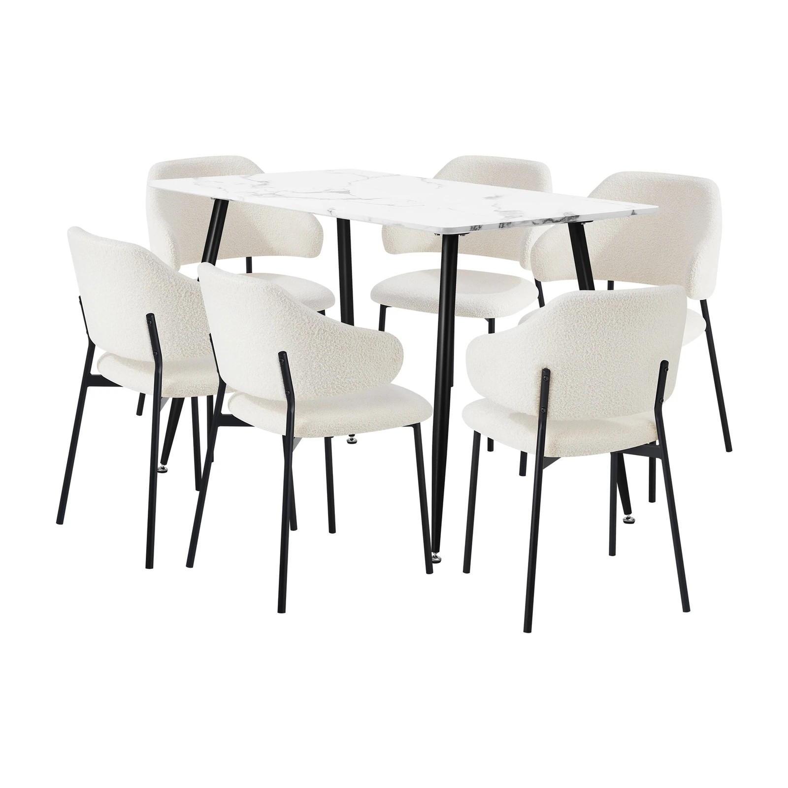 8 Oikiture 120cm Rectangle Dining Table with 6PCS Dining Chairs Sherpa - Multi, 8 of 9