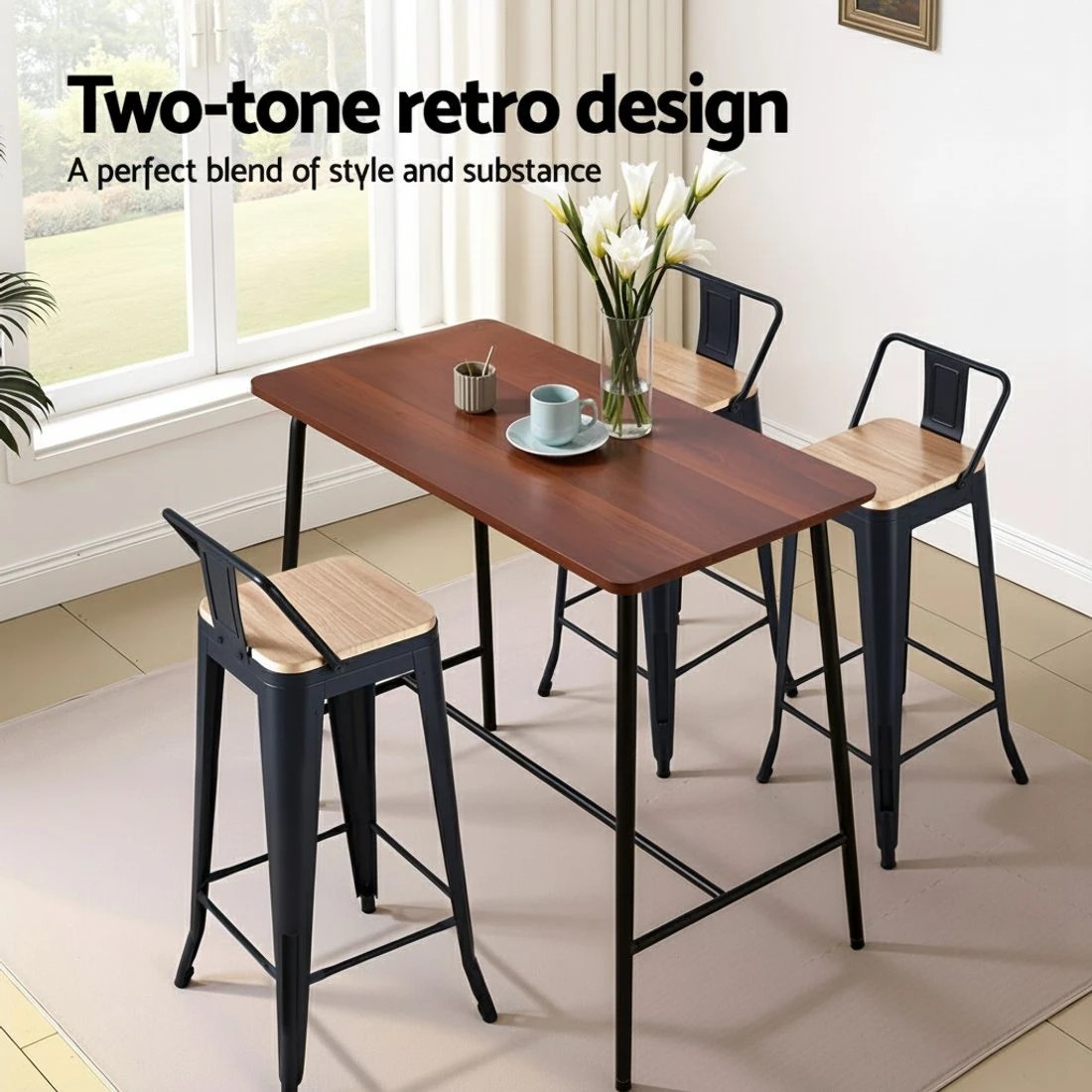 4 Artiss 2x Bar Stools Kitchen Counter High Chair Dining Stackable Metal - Multi, 4 of 8