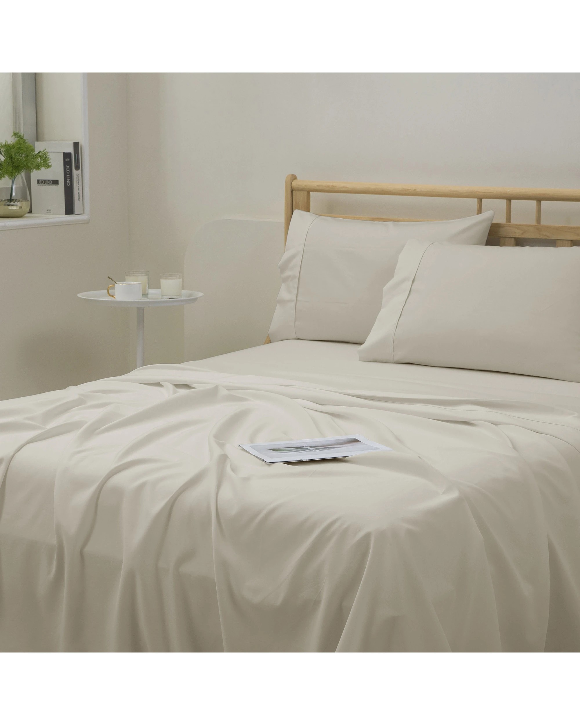 2 Dreamaker 1500TC Cotton Rich Sateen Sheet Set - Double Bed - Oat, 2 of 6