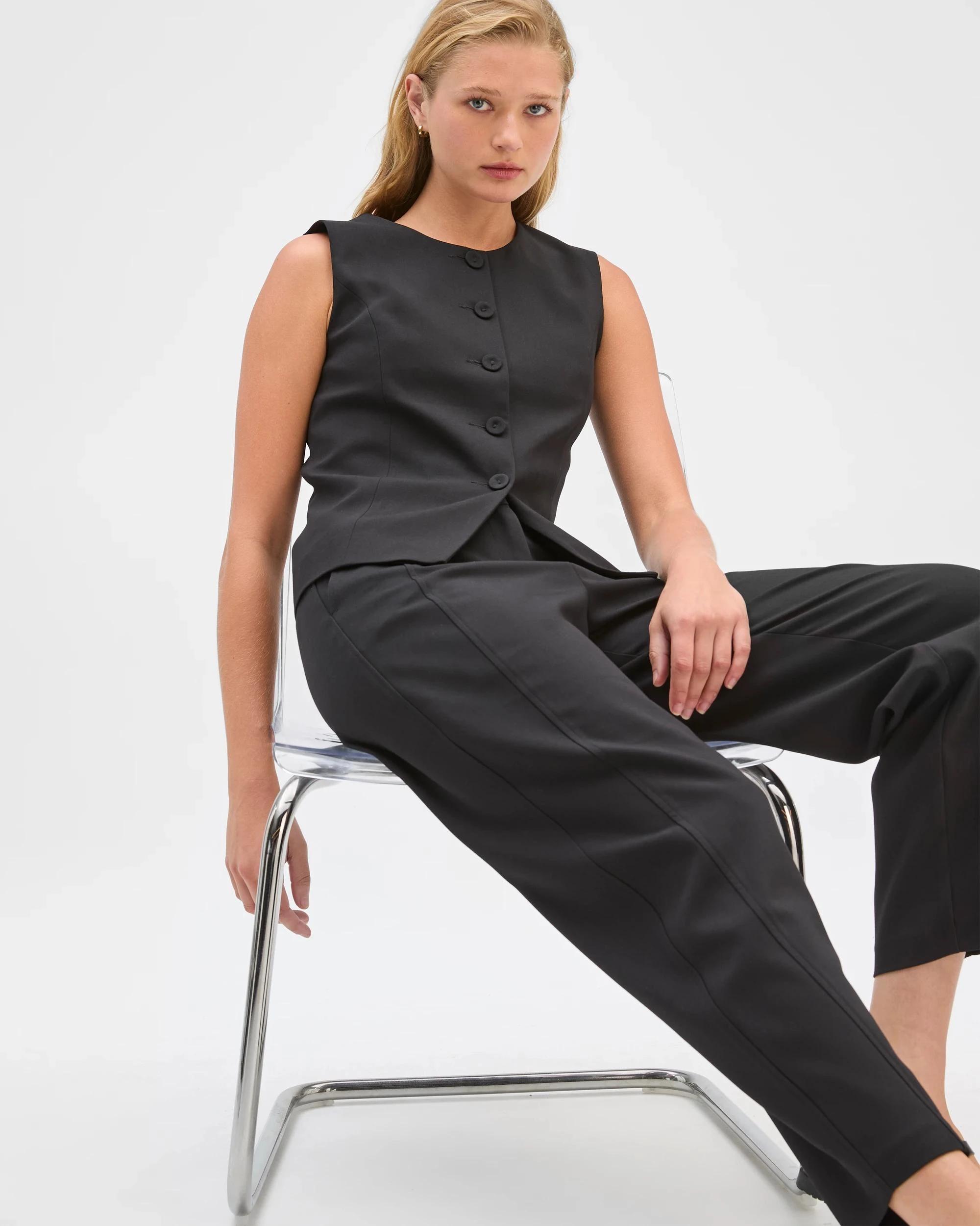 2 Preview Tailored Barrel Leg Pants BLACK, 2 of 6