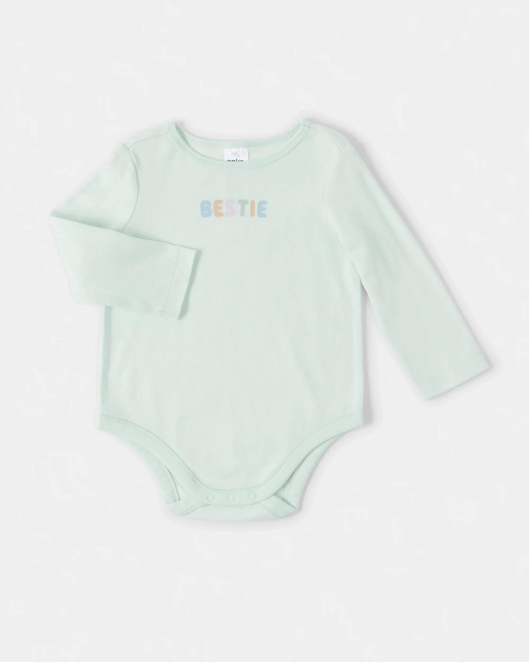 1 Cotton Long Sleeve Print Bodysuit Blu Bstie, 1 of 3