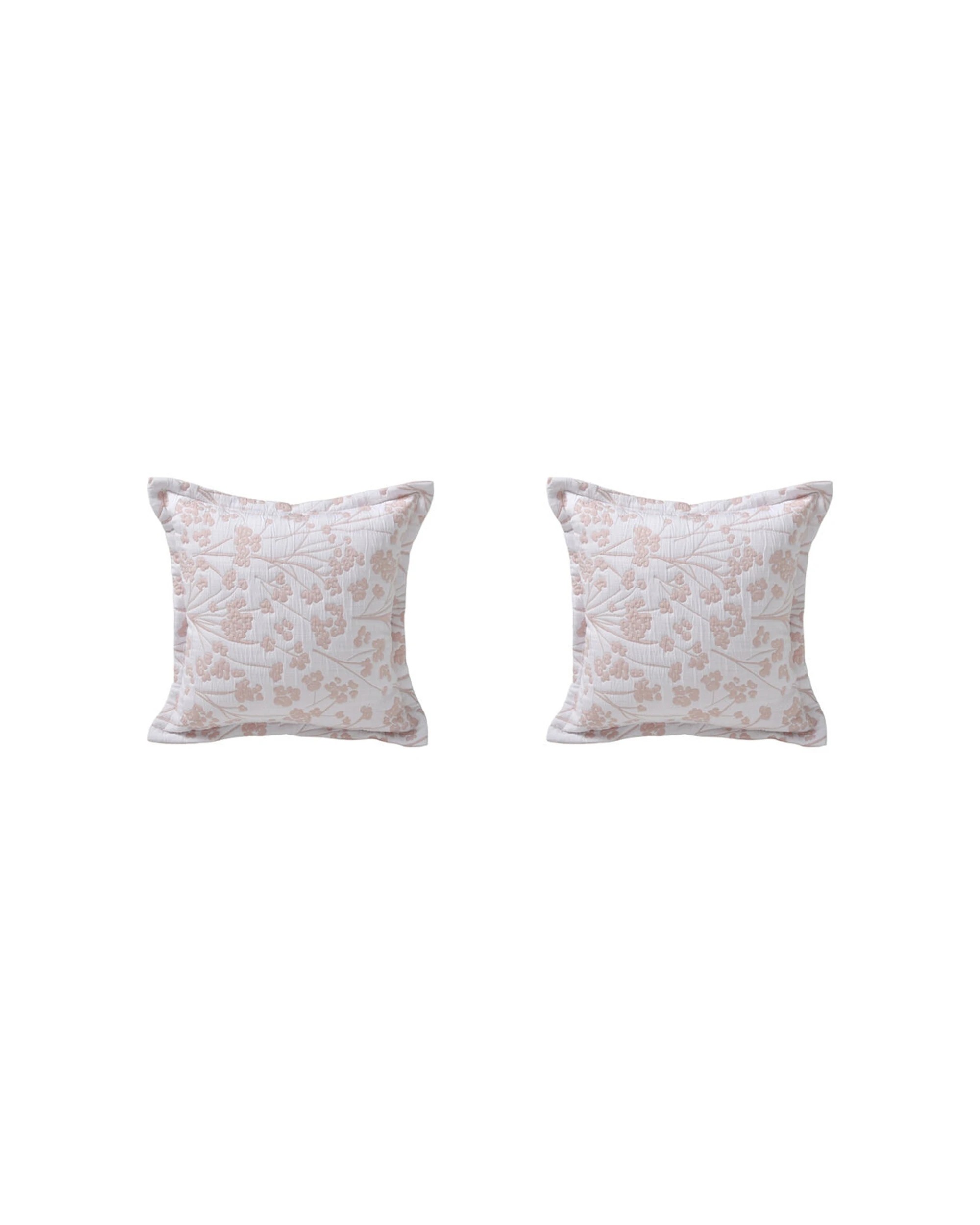 1 Bianca Myra Cushion 2PK Square Polyester Cotton Soft Decorative Pillow Home Decor Piped Edge Blush - Pink, 1 of 1