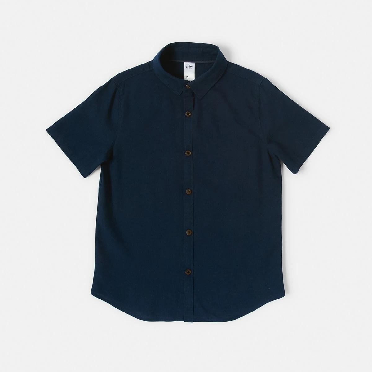 8 Short Sleeve Linen Shirt Dress Navy, 8 of 9
