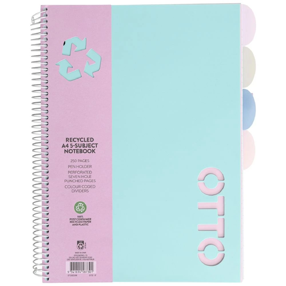 1 Otto A4 5 Subject Book 250 Page Mint, 1 of 6