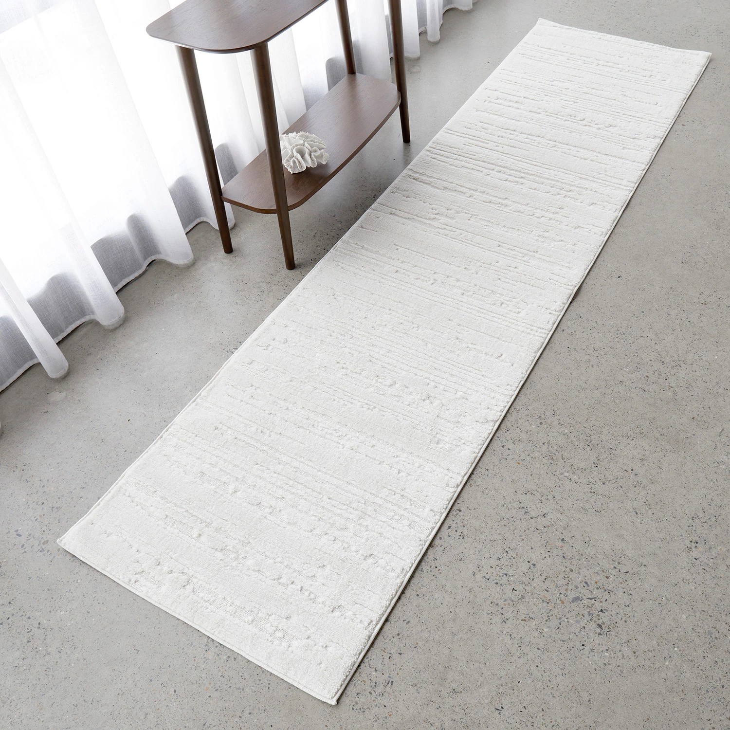 2 Common Ground Rugs Lyrica Ezra 500x80cm Runner - Extra Large Pet Friendly Power Loomed Rug - White, 2 of 7