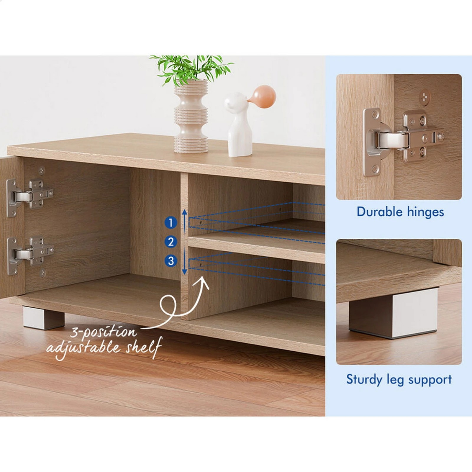 5 Alfordson Entertainment Unit TV Cabinet Stand 120cm Storage Drawer - Oak, 5 of 10