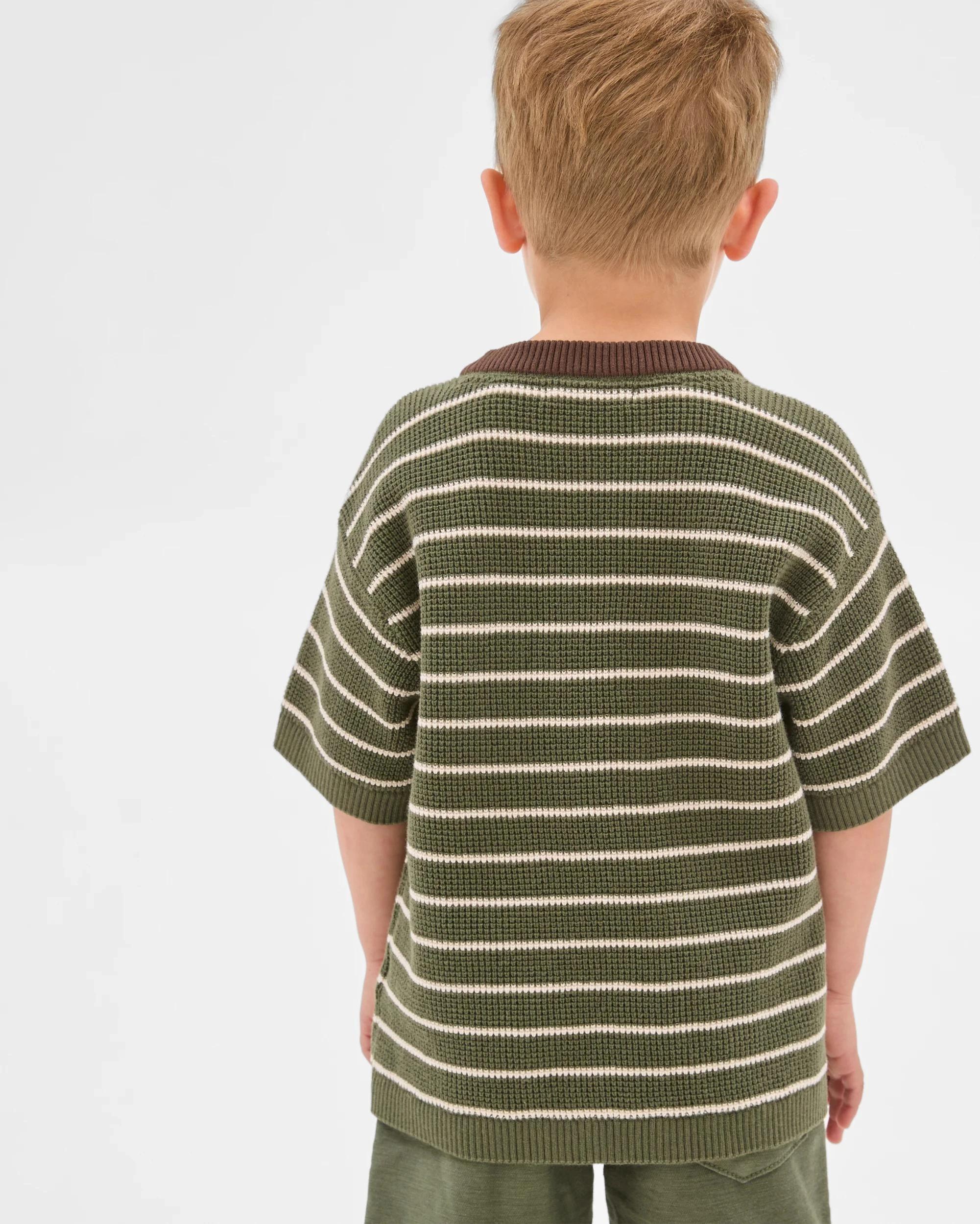 4 Target Australian Cotton Knit T-Shirt GREEN STRIPE, 4 of 6