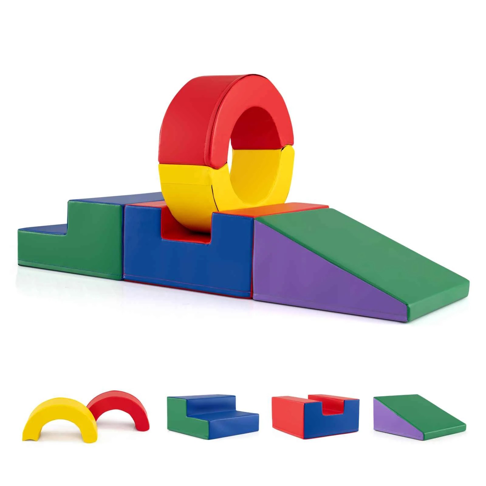 1 Costway 5Pc Climbing Foam Blocks Soft Climb & Crawl Playset - Multi, 1 of 1
