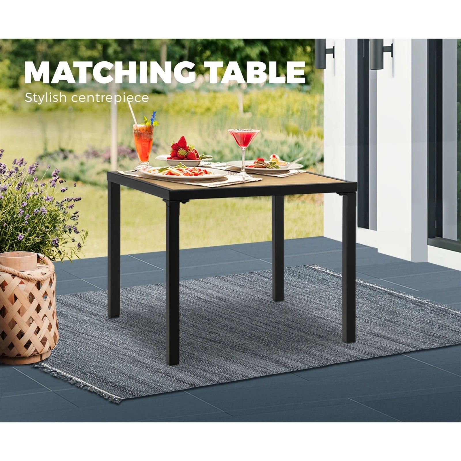 4 Livsip Outdoor Furniture 3 Piece Setting Garden Bistro Set Dining Chairs Patio
 - Multi, 4 of 10