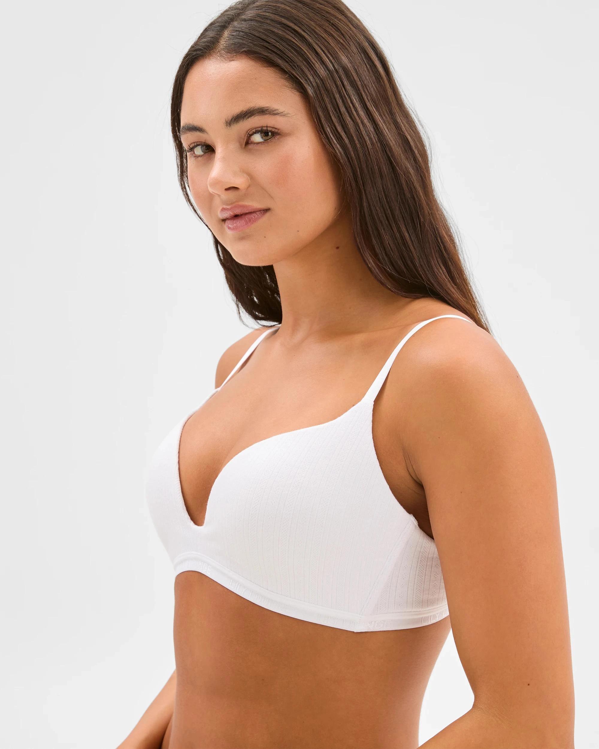2 Australian Cotton Pointelle Wirefree Pushup Bra - Lily Loves WHITE, 2 of 3