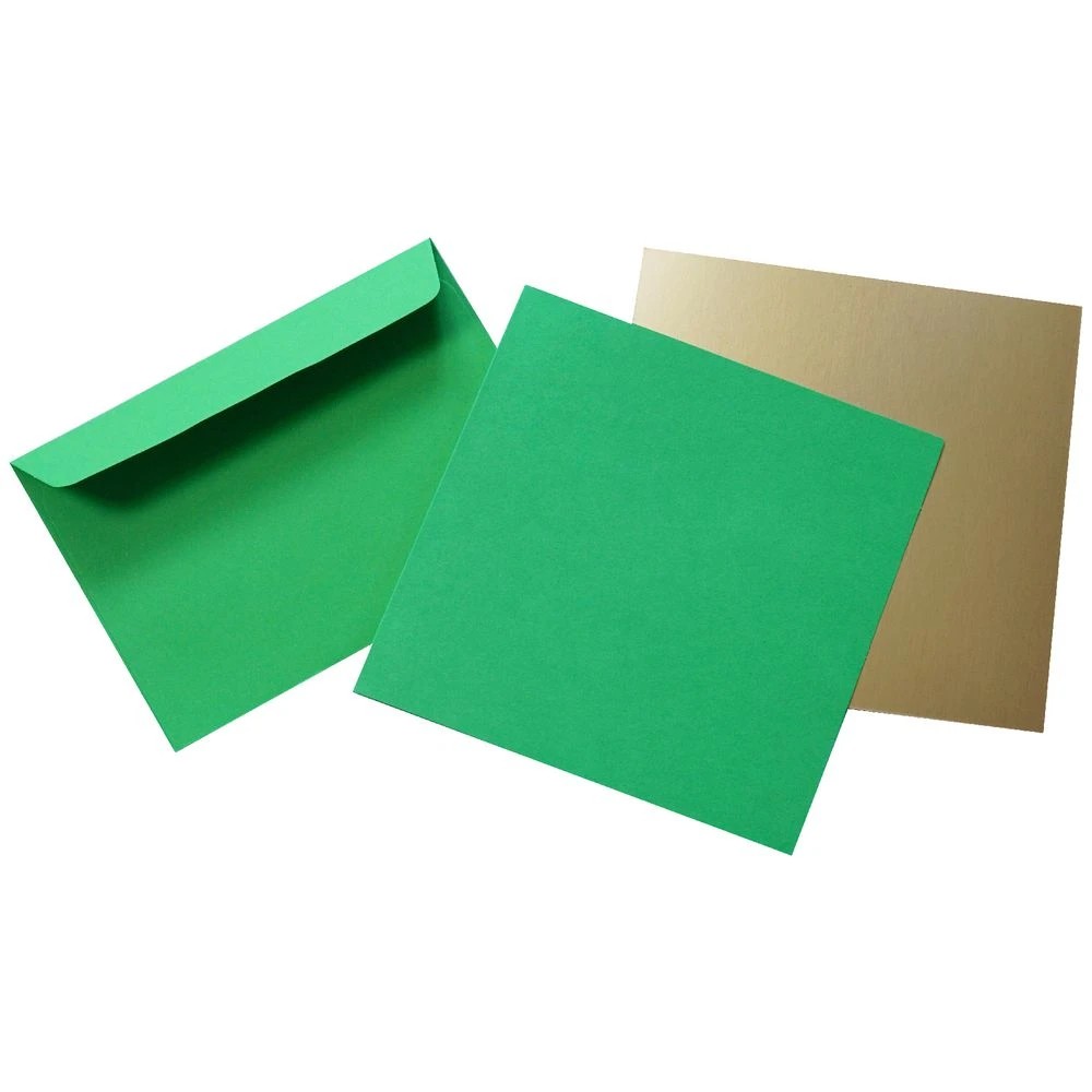 3 Qcut Folding Cards Set Evergreen/Gold Foil, 3 of 3