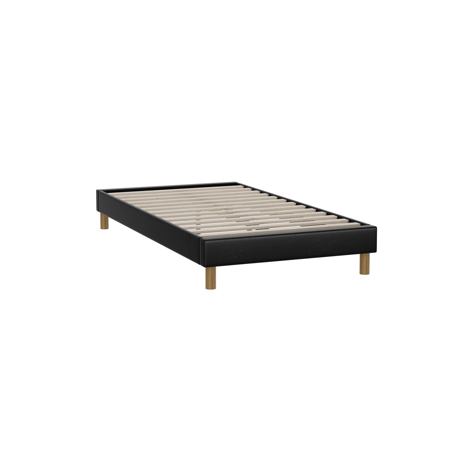 7 Oikiture Bed Frame King Single Size Bed Base PU Leather - Black, 7 of 9