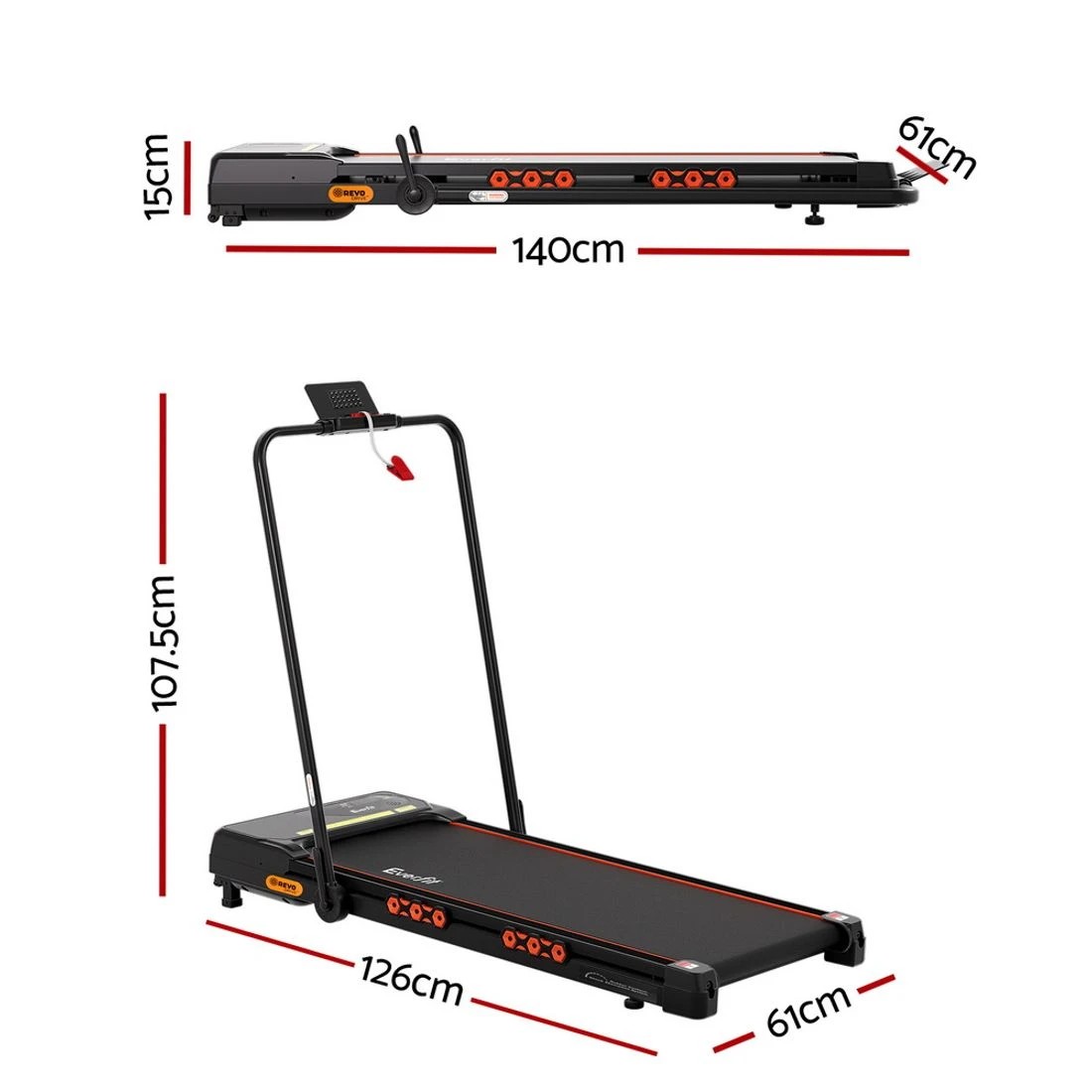 2 Everfit Treadmill Electric Walking Pad Auto Incline Foldable for Home Gym - Black, 2 of 7