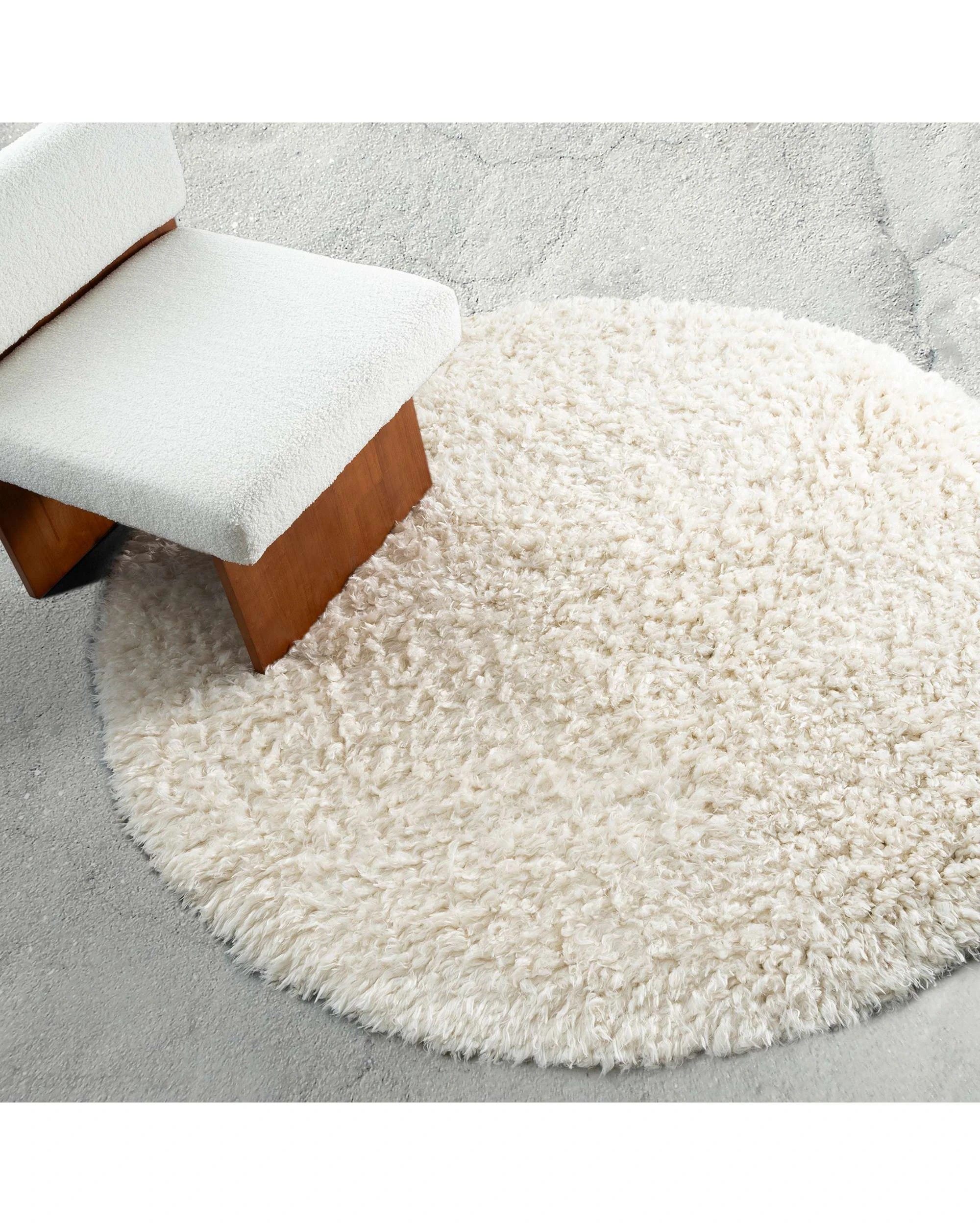 3 Loopsie Tamale Shag Round Rug-240cm x 240cm - White, 3 of 8
