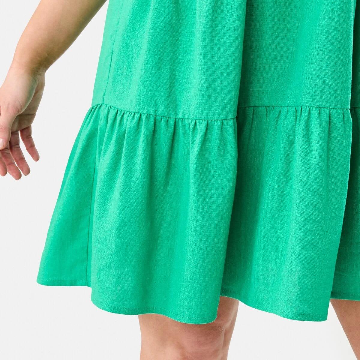 9 Short Sleeve Linen Blend Tiered Mini Dress SIMPLY GREEN, 9 of 10