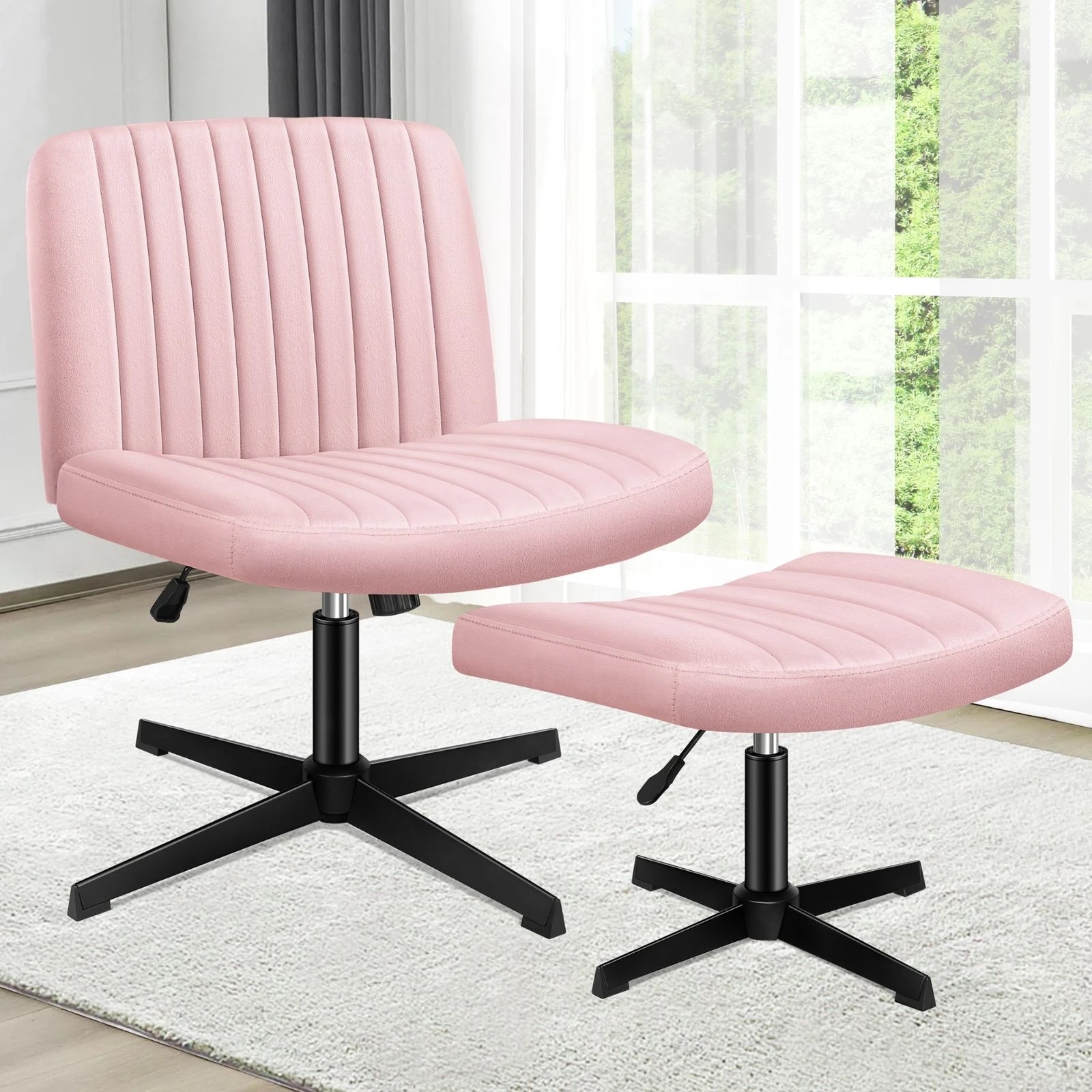 7 Alfordson Office Chair Computer Executive Seat Work Ottoman Velvet - Pink, 7 of 10