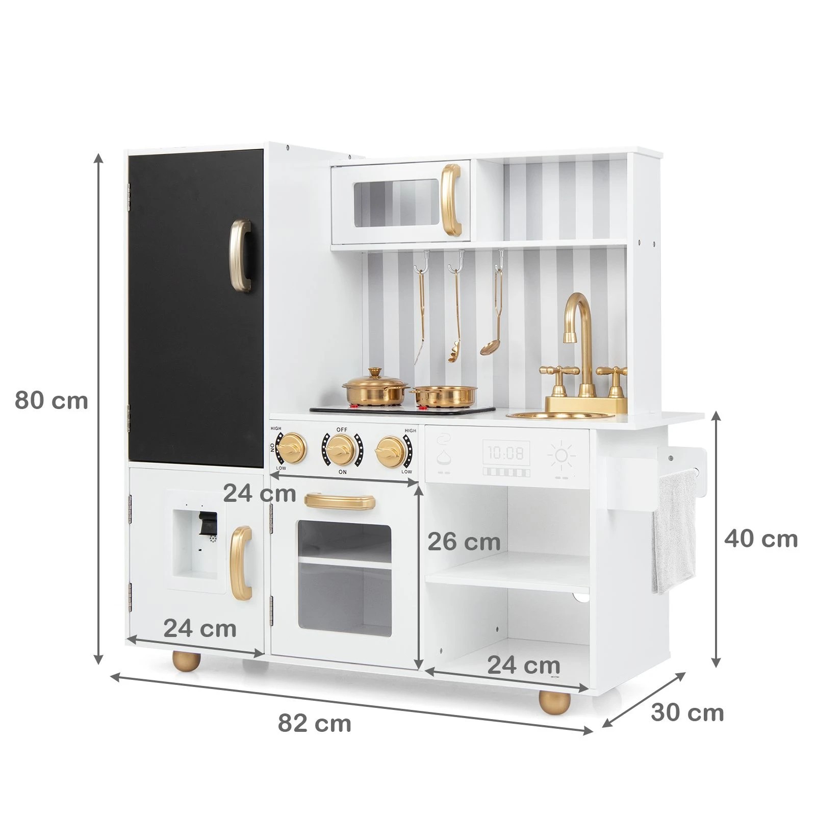 2 Costway Kitchen Play Set Wooden Pretend Cooking Toy w/Chalkboard, 2 of 3