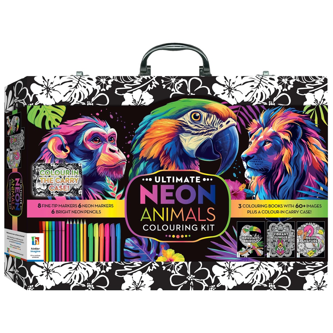 1 Art Maker Neon Jungle Colouring Carry Case, 1 of 9