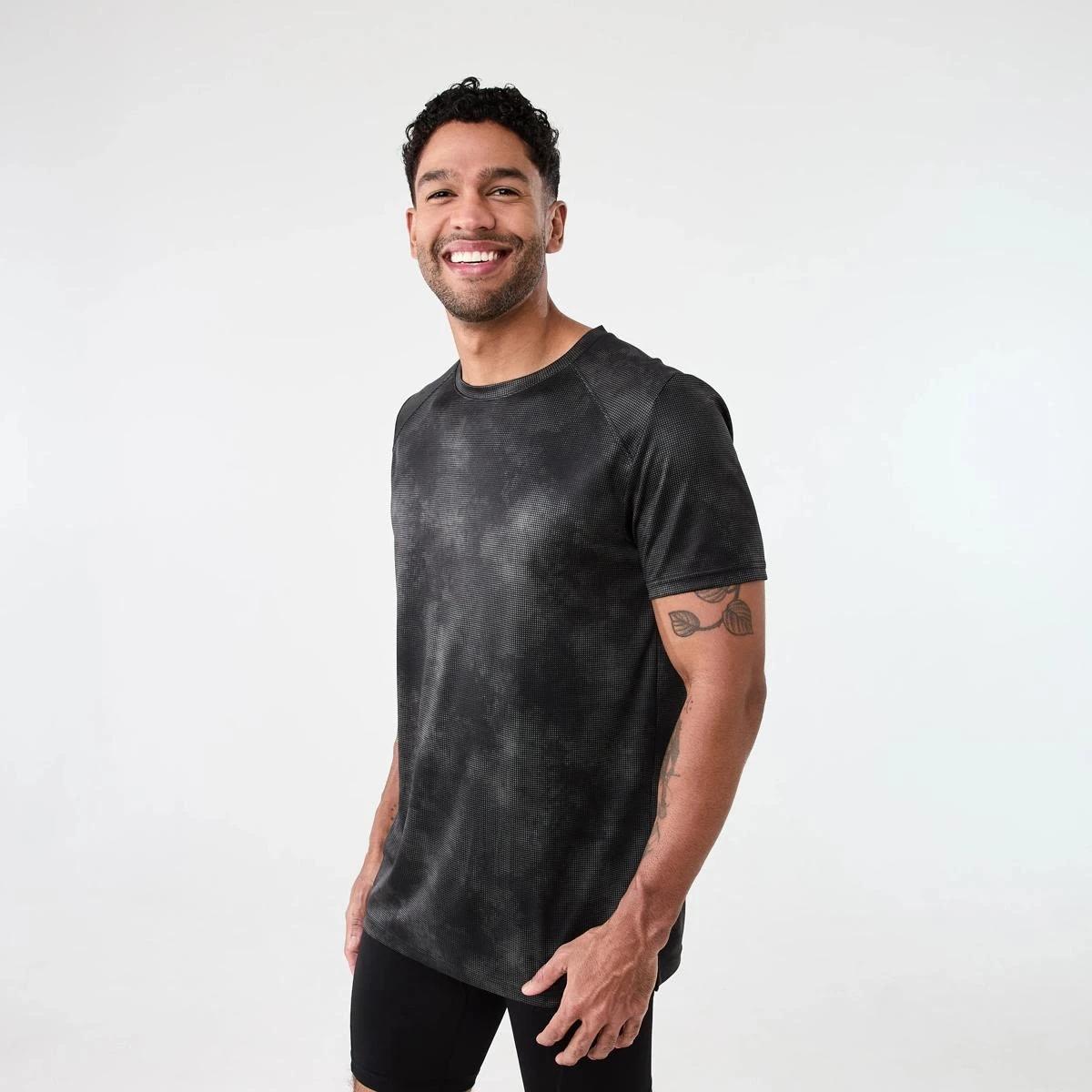 2 Active Mens Printed T-shirt GEO HAZE BLACK, 2 of 6