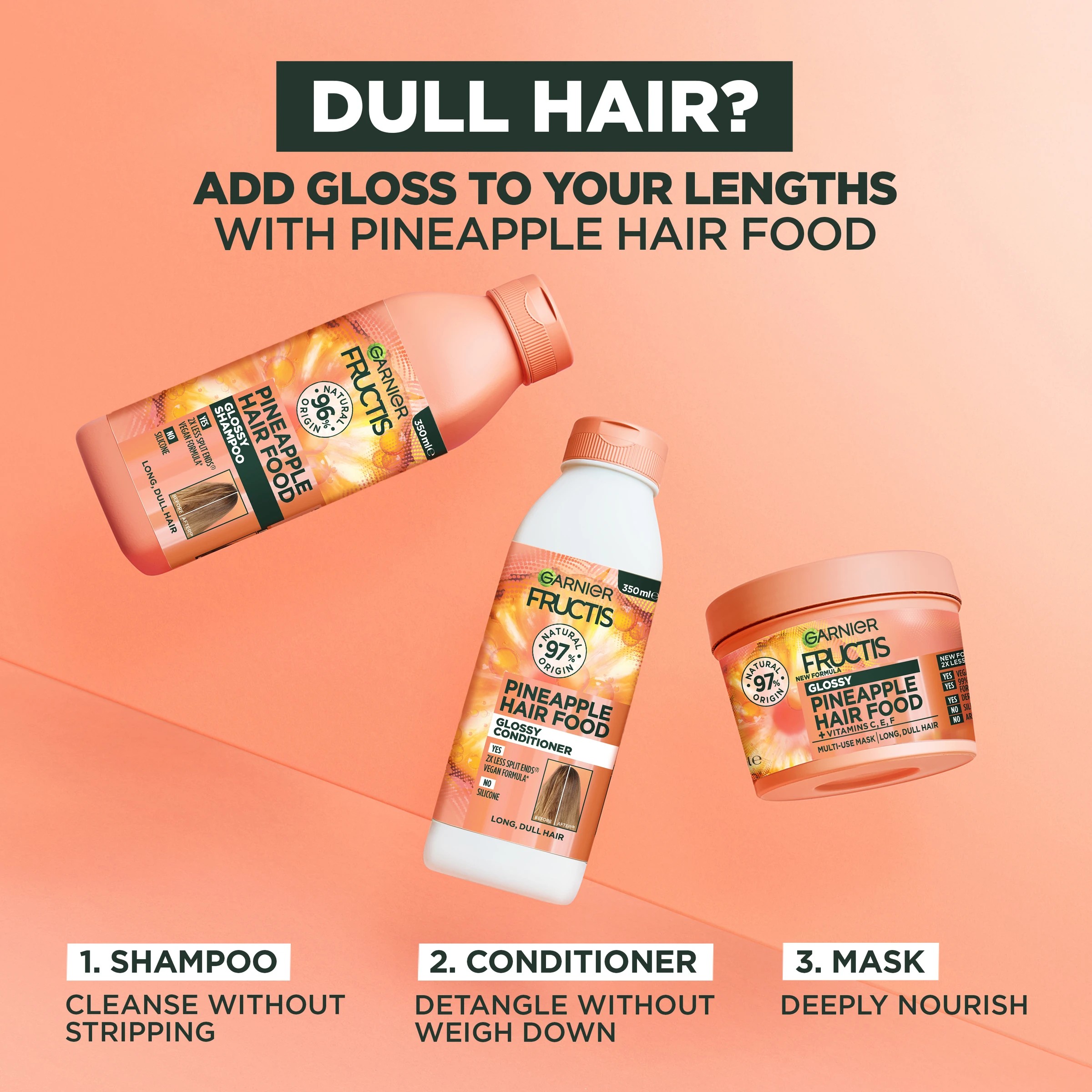 7 Garnier Fructis Glossy Pineapple Hair Food Shampoo 350ml, 7 of 9