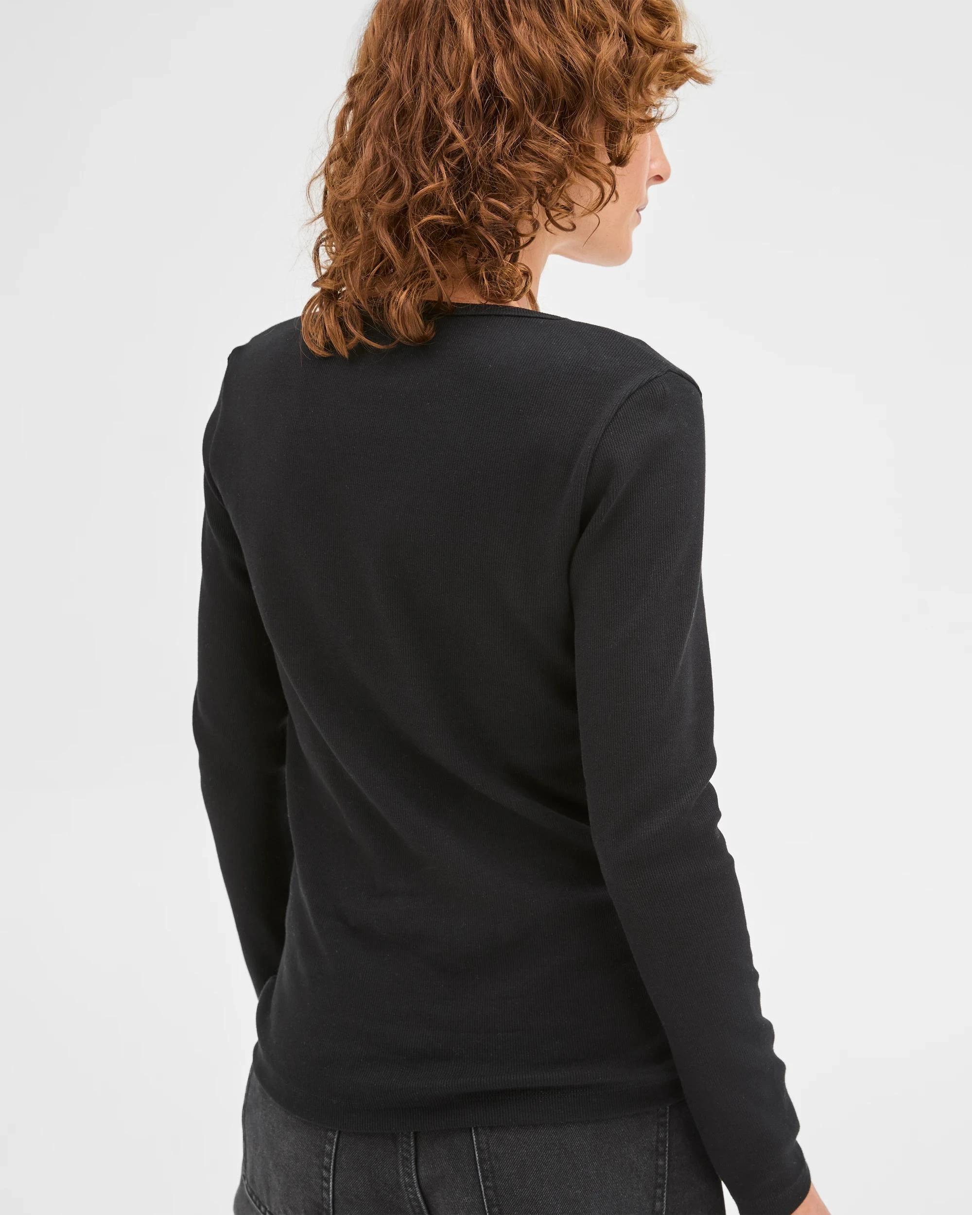 6 Target Woman Australian Cotton Long Sleeve Scoop Neck Rib T-Shirt BLACK, 6 of 6