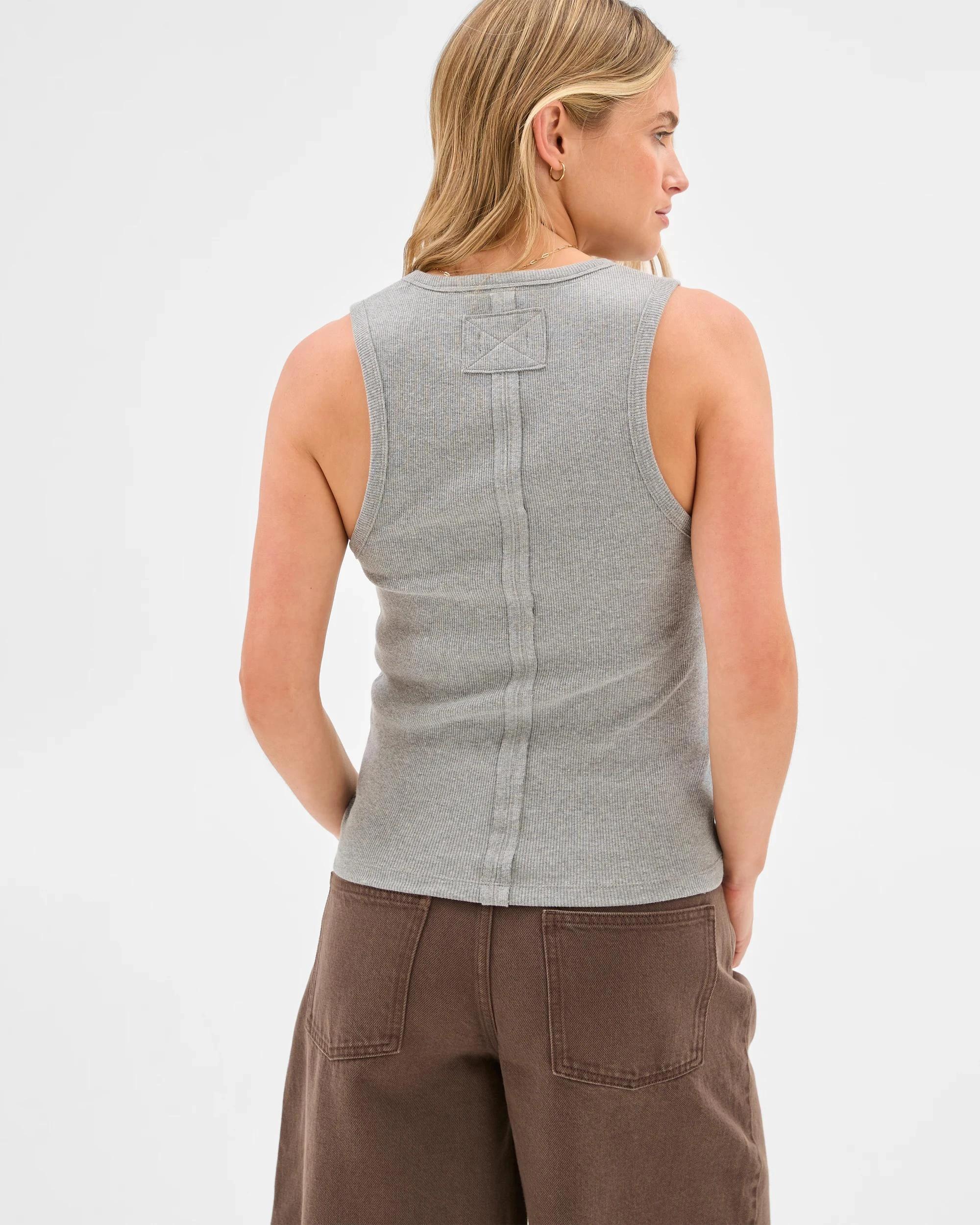 5 Lily Loves V-Neck Rib Tank Top CHARCOAL, 5 of 5