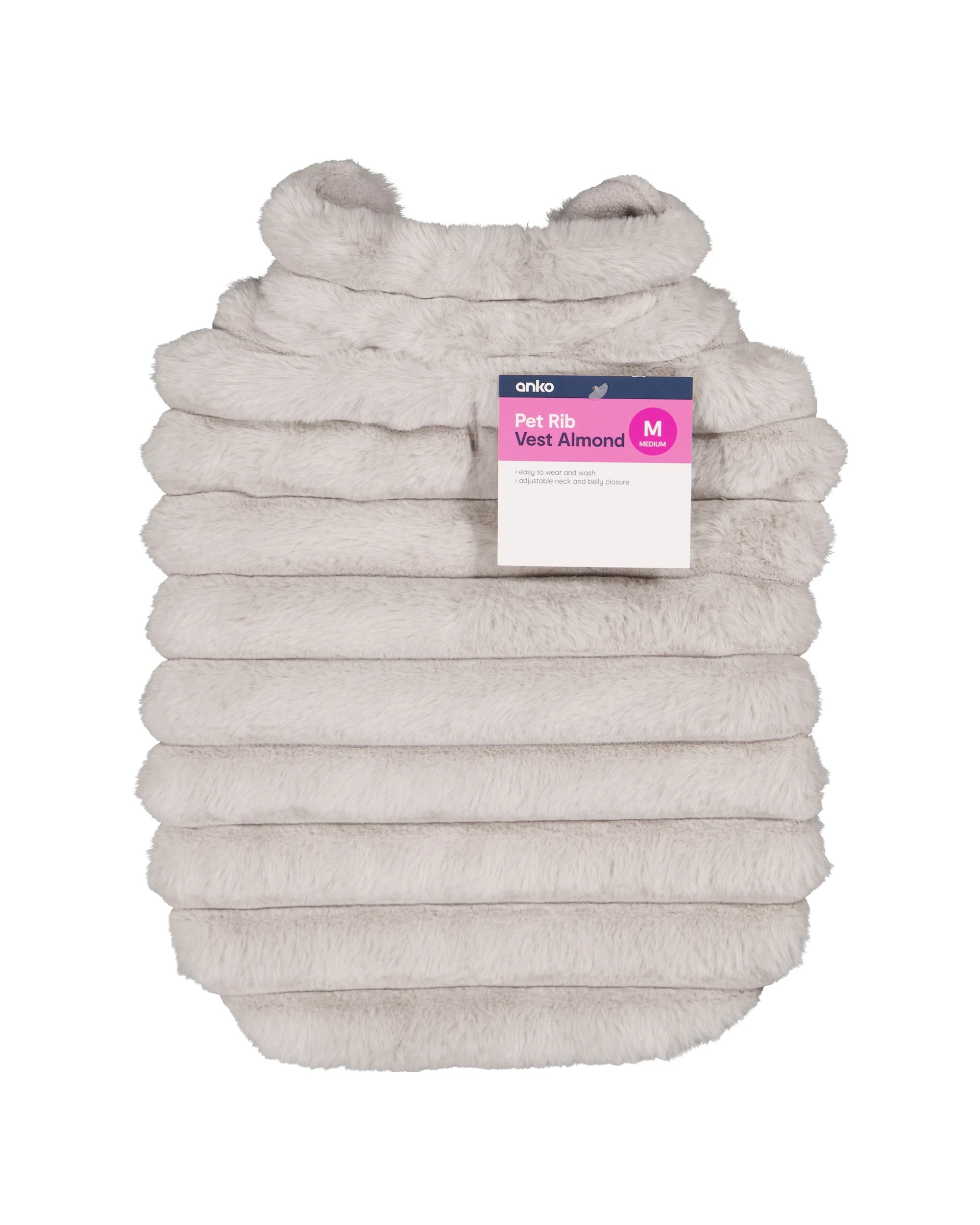 10 Pet Ribbed Vest - Medium, Almond, 10 of 10