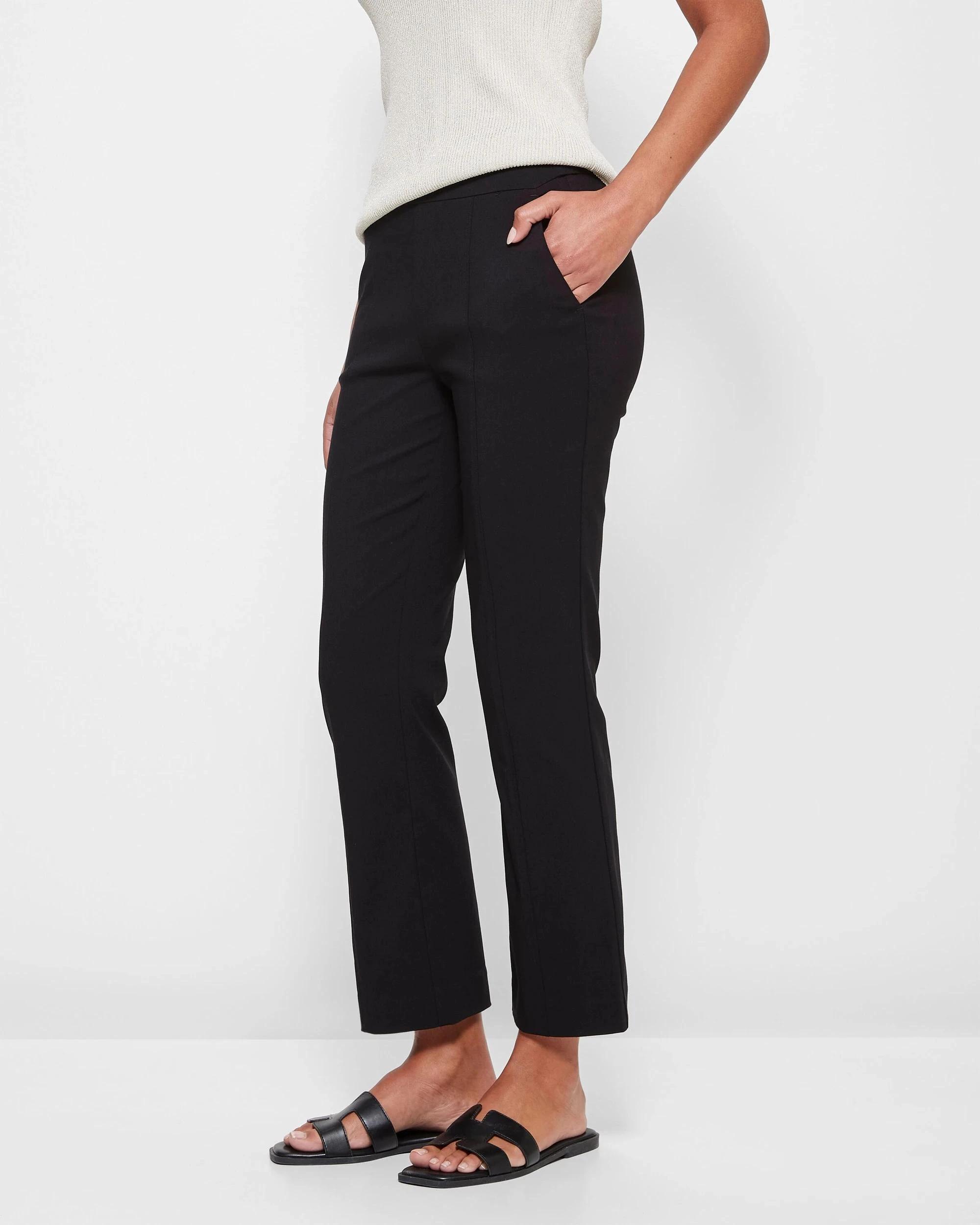 3 Preview Bengaline Crop Length Kick Flare Pants BLACK, 3 of 5