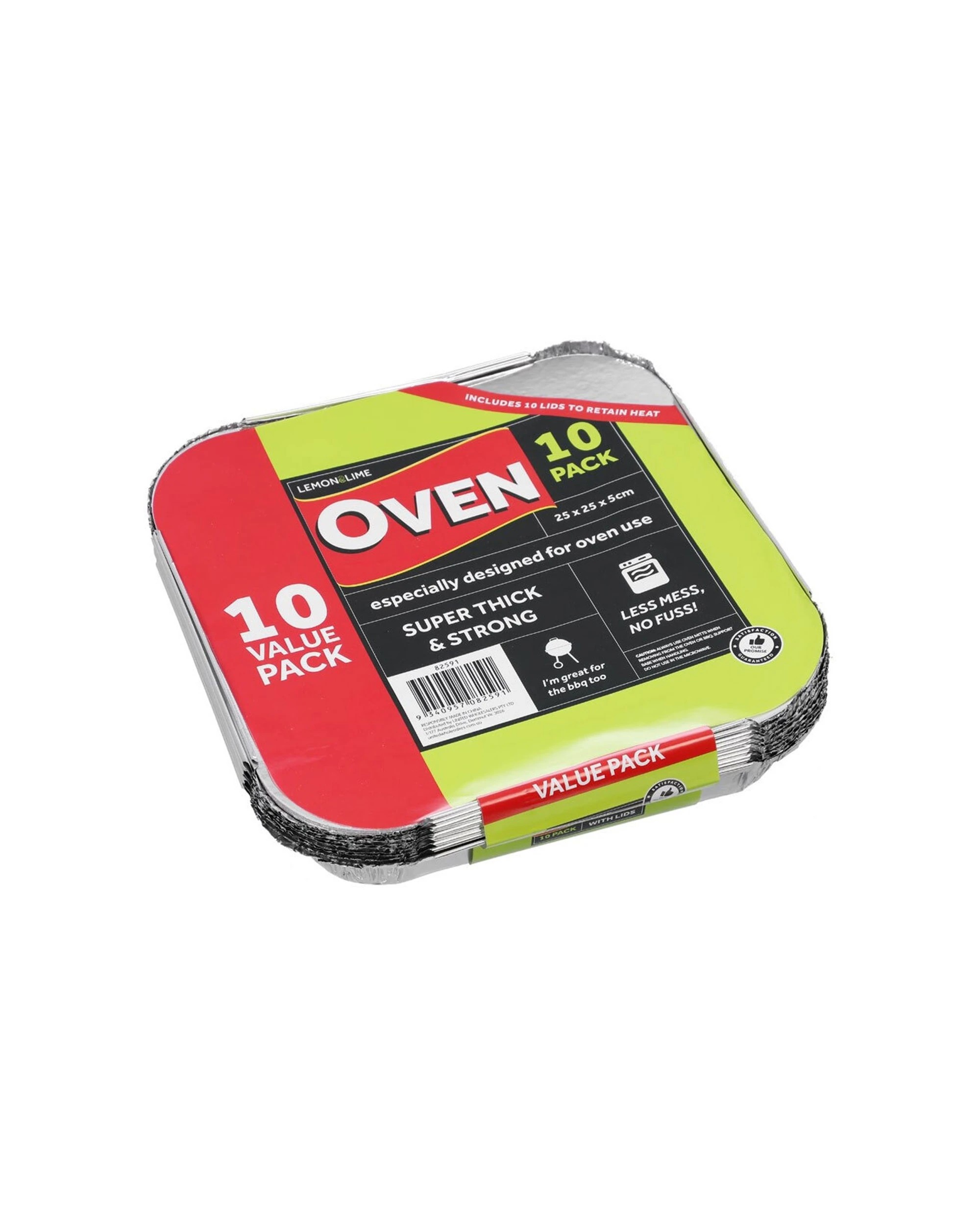 1 10pc Lemon & Lime Disposable Bbq/oven Food Storage Foil Container W/ Lid Silver
 - Silver, 1 of 3