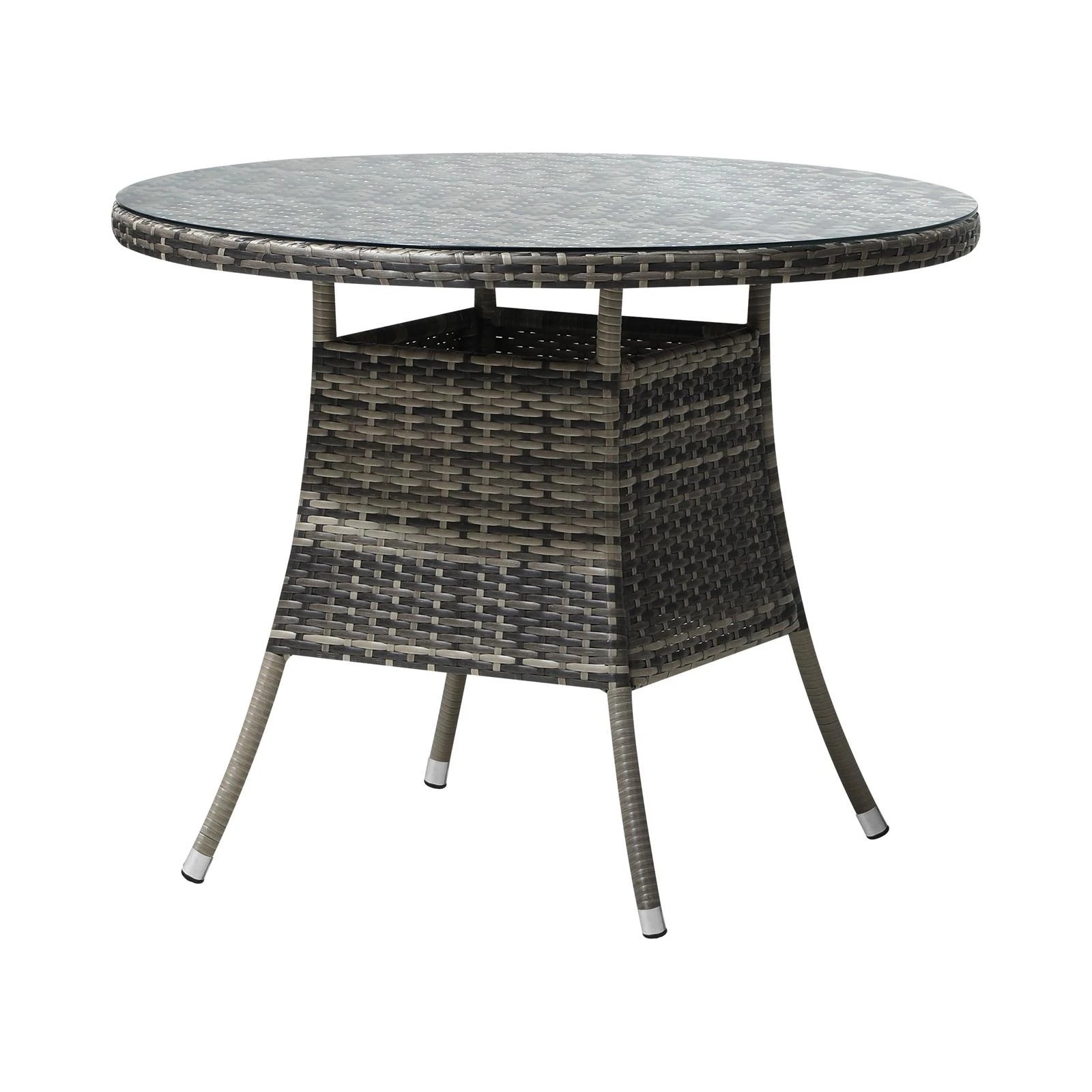 7 Livsip 90cm Outdoor Dining Table Round Rattan Glass Table Patio Furniture
 - Grey, 7 of 10