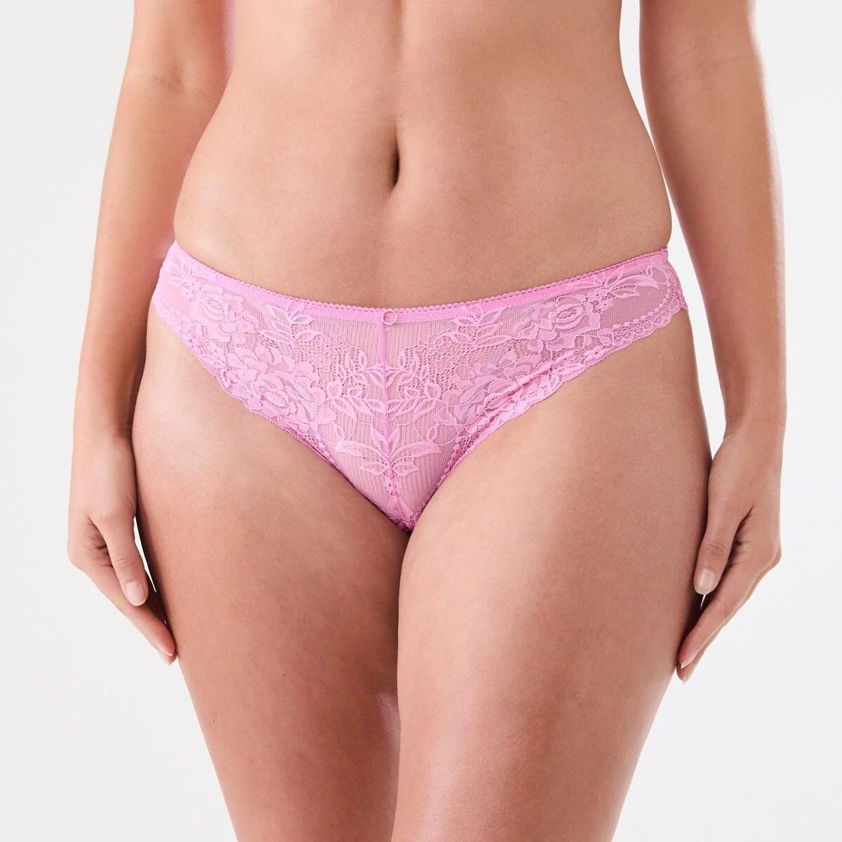 2 Co-ordinated Lace Cheeky Bikini Briefs BEGONIA PINK, 2 of 4