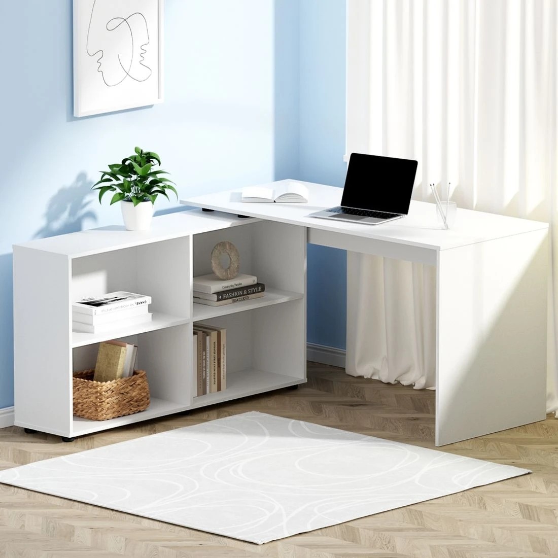 3 Artiss Computer Desk Bookshelf White 130CM - White, 3 of 7